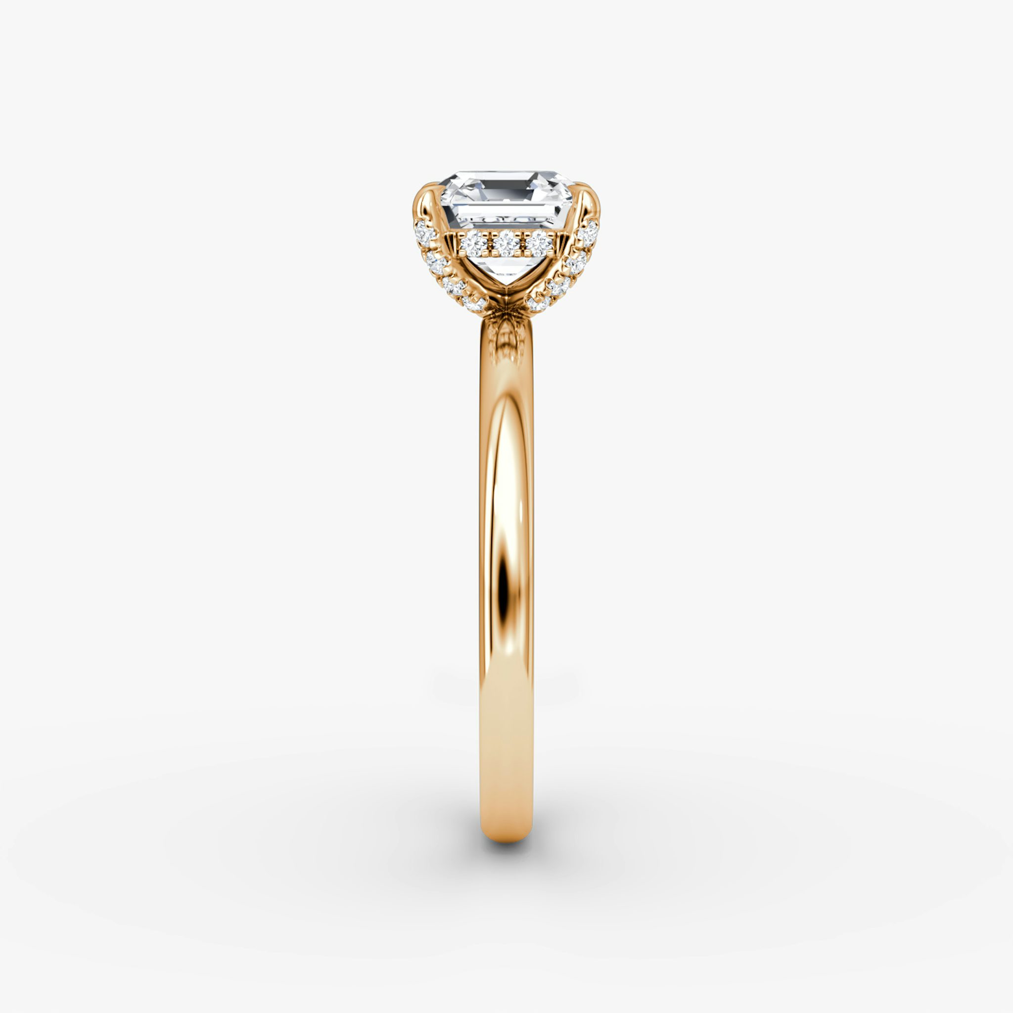 The Classic Hidden Halo | Asscher | 14k | Rose Gold | bandAccent: Plain | bandWidth: large | prongStyle: Pavé | diamondOrientation: vertical | caratWeight: other