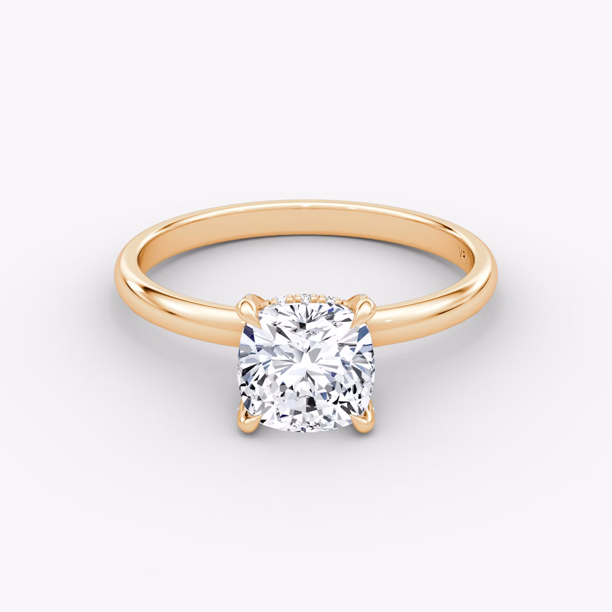 The Classic Hidden Halo | Cushion | 14k | Rose Gold | bandAccent: Plain | bandWidth: large | prongStyle: Pavé | diamondOrientation: vertical | caratWeight: other