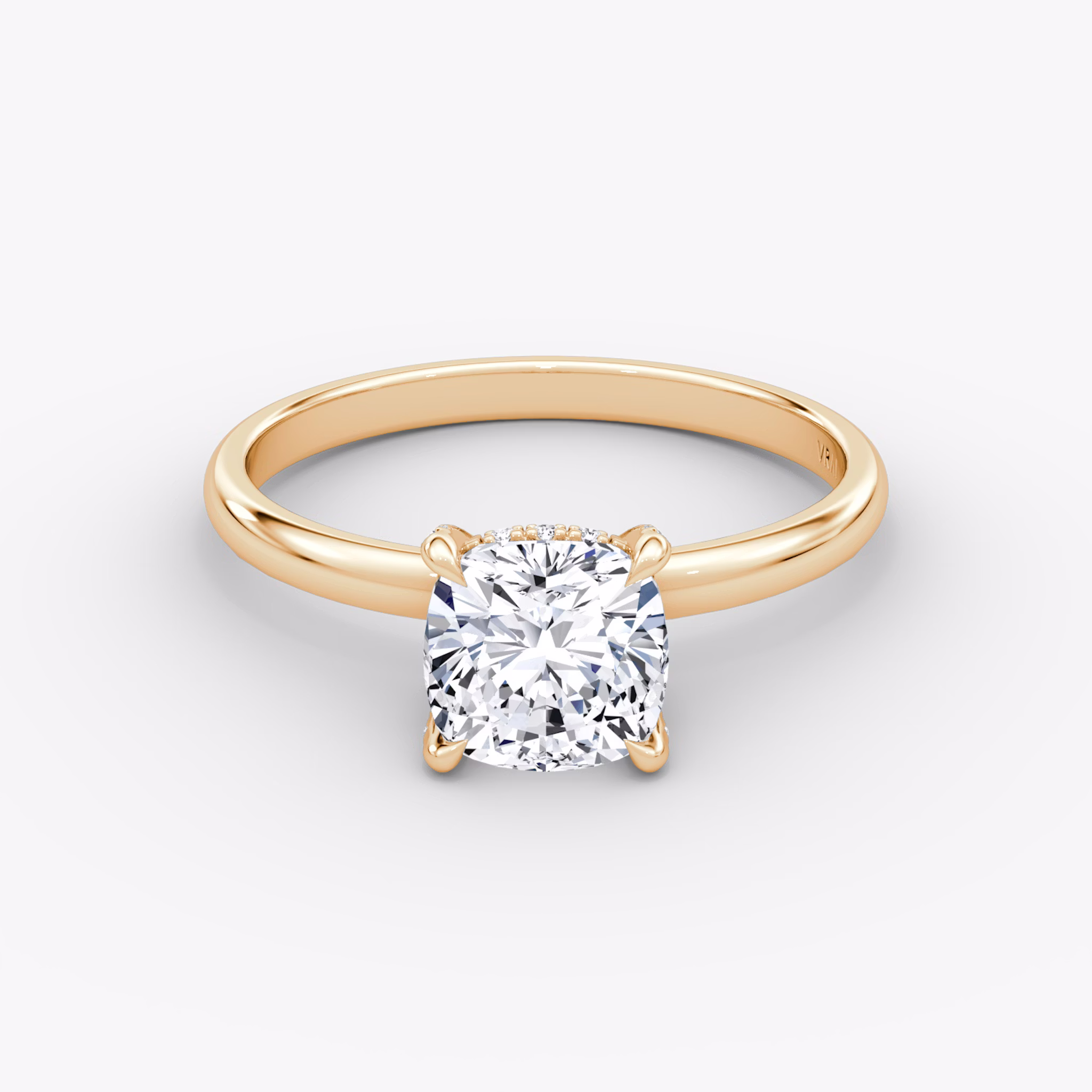 The Classic Hidden Halo | Cushion | 14k | Rose Gold | bandAccent: Plain | bandWidth: large | prongStyle: Pavé | diamondOrientation: vertical | caratWeight: other