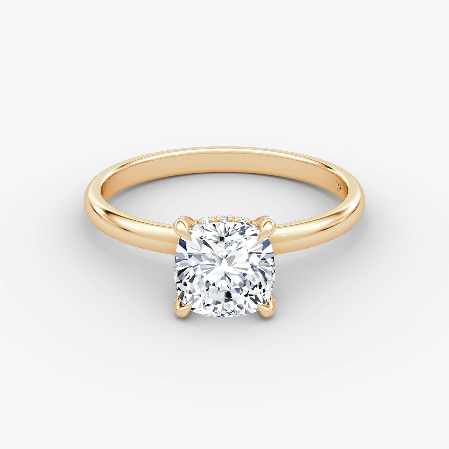 The Classic Hidden Halo | Cushion | 14k | Rose Gold | bandAccent: Plain | bandWidth: large | prongStyle: Pavé | diamondOrientation: vertical | caratWeight: other