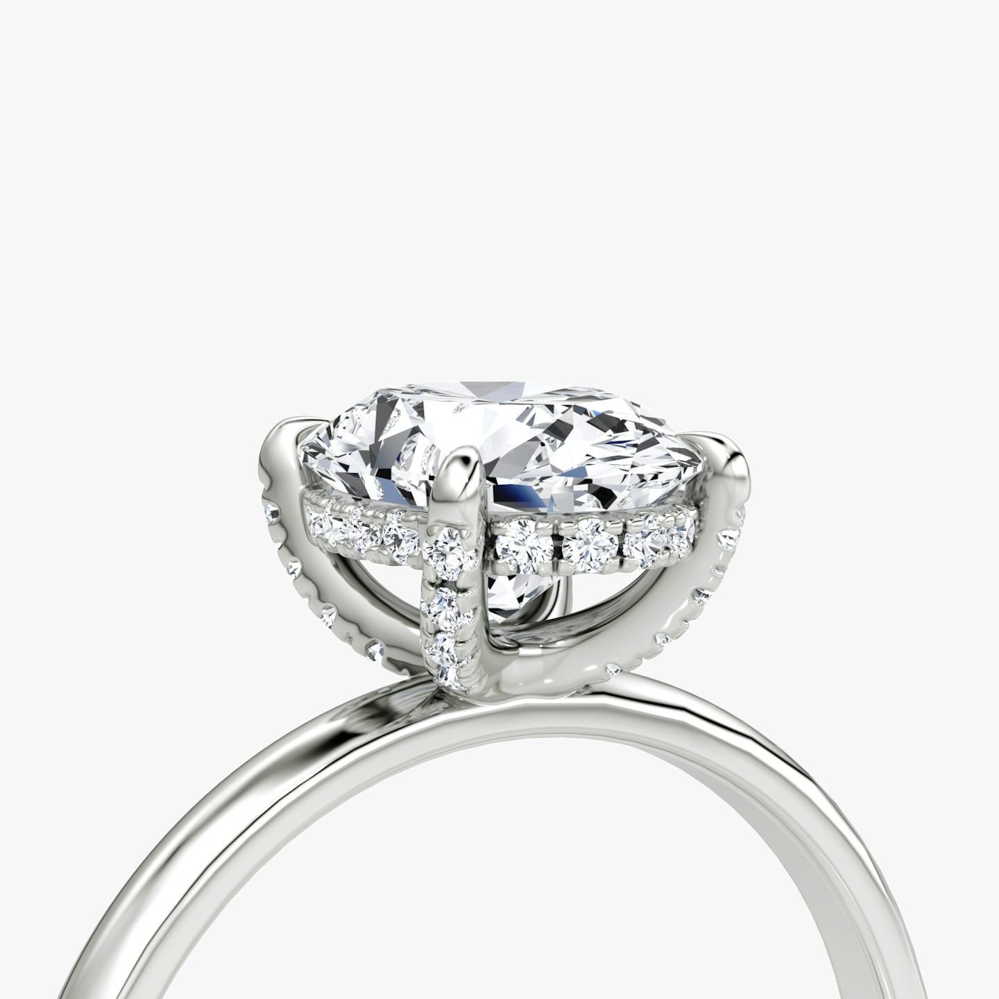 The Classic Hidden Halo | Oval | Platinum | bandAccent: Plain | bandWidth: large | prongStyle: Pavé | diamondOrientation: vertical | caratWeight: other