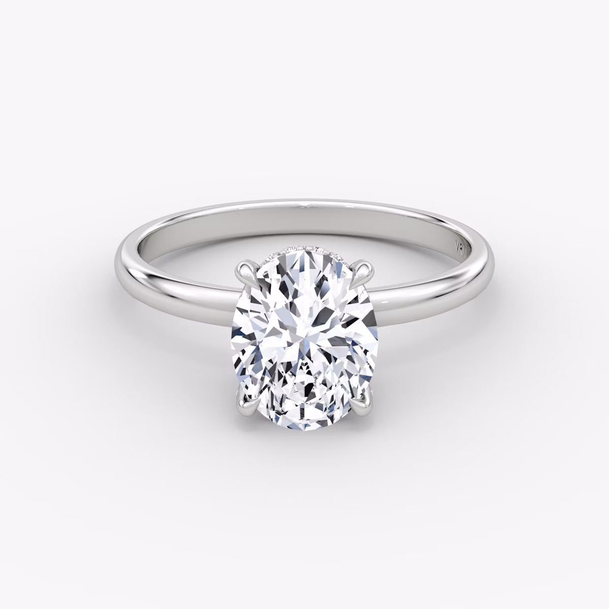 The Classic Hidden Halo | Oval | 18k | White Gold | bandAccent: Plain | bandWidth: large | prongStyle: Pavé | diamondOrientation: vertical | caratWeight: other