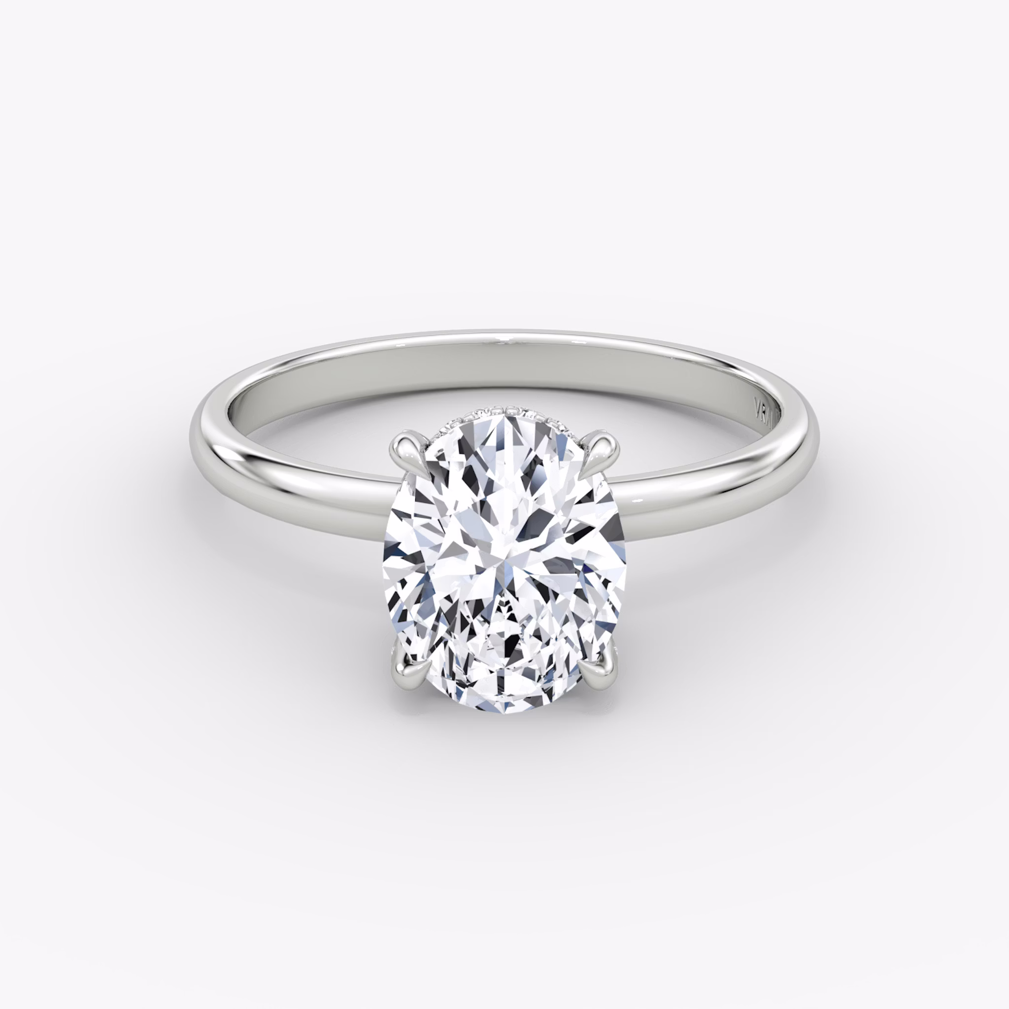 The Classic Hidden Halo | Oval | Platinum | bandAccent: Plain | bandWidth: large | prongStyle: Pavé | diamondOrientation: vertical | caratWeight: other