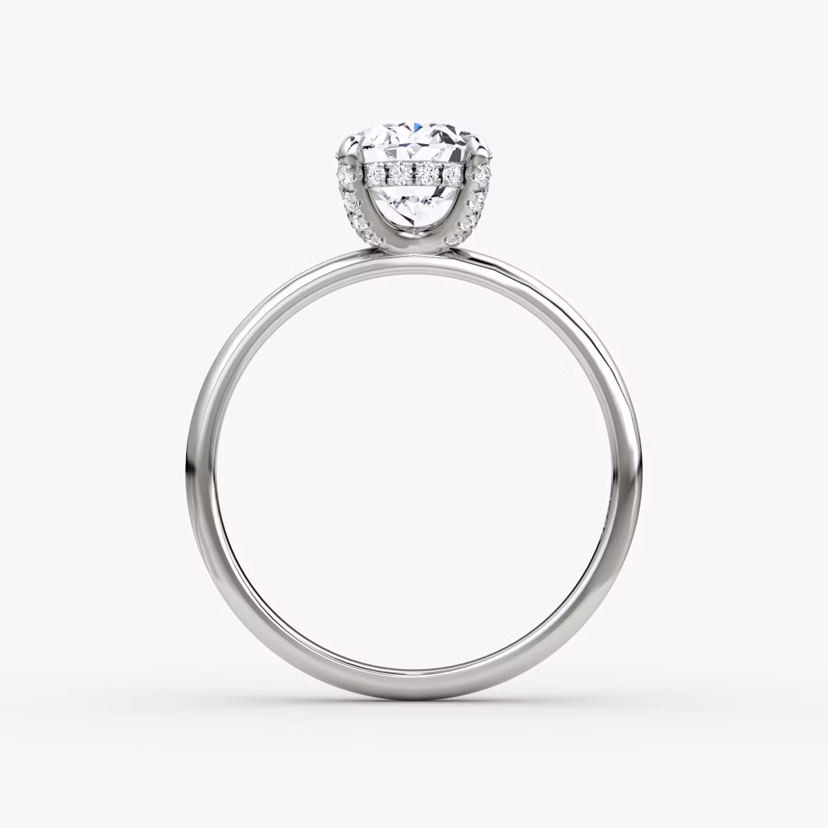 The Classic Hidden Halo | Oval | 18k | White Gold | bandAccent: Plain | bandWidth: large | prongStyle: Pavé | diamondOrientation: vertical | caratWeight: other