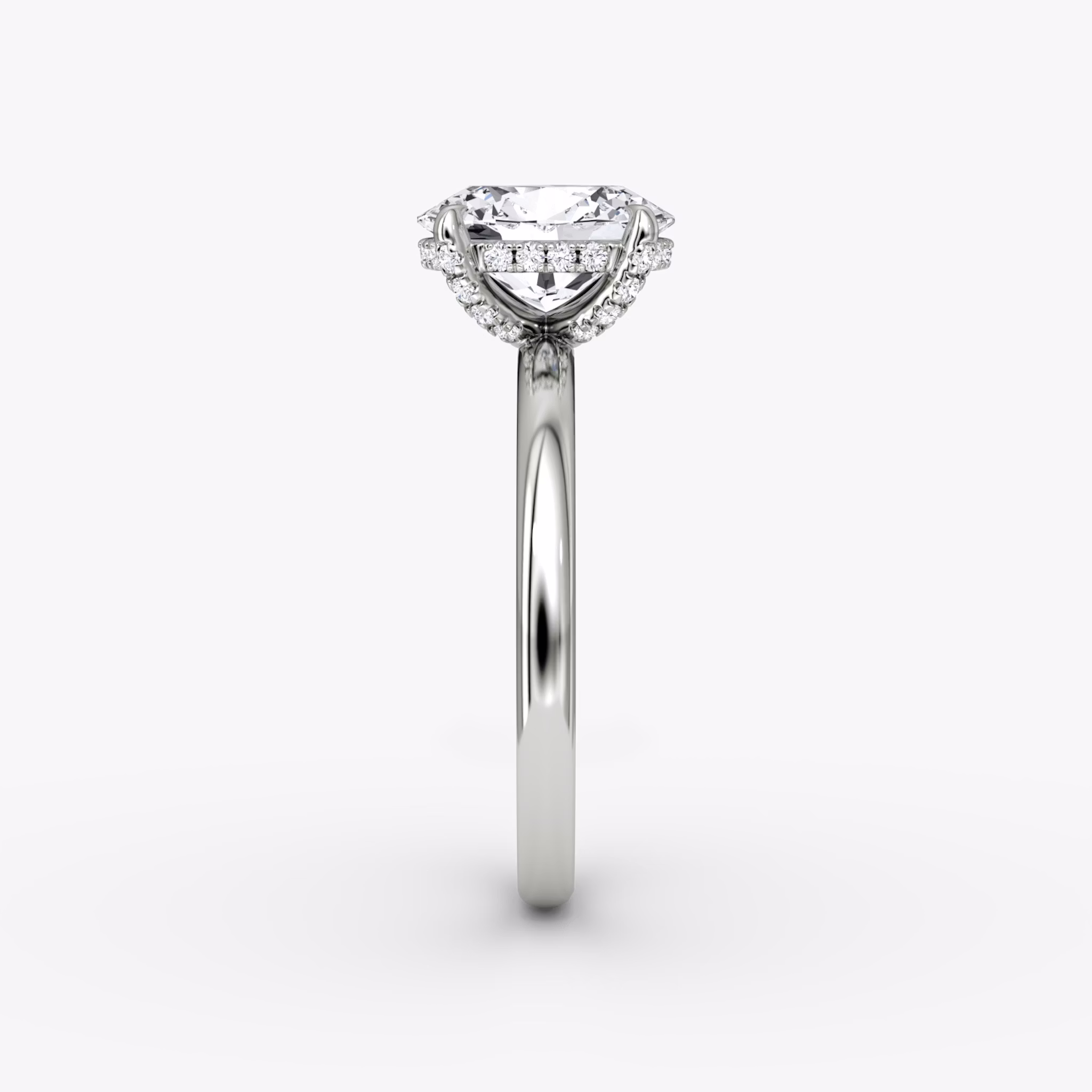 The Classic Hidden Halo | Oval | Platinum | bandAccent: Plain | bandWidth: large | prongStyle: Pavé | diamondOrientation: vertical | caratWeight: other