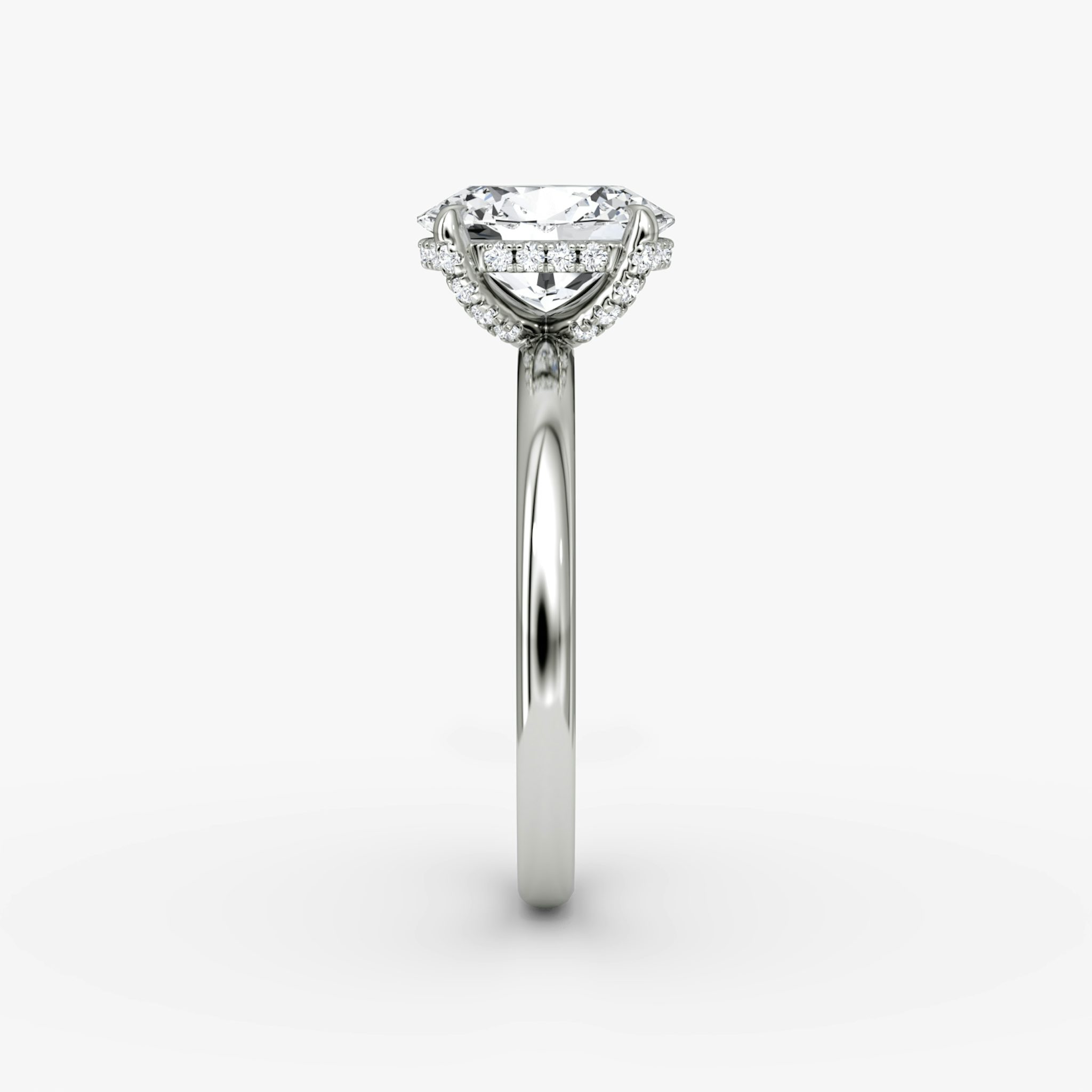 The Classic Hidden Halo | Oval | Platinum | bandAccent: Plain | bandWidth: large | prongStyle: Pavé | diamondOrientation: vertical | caratWeight: other