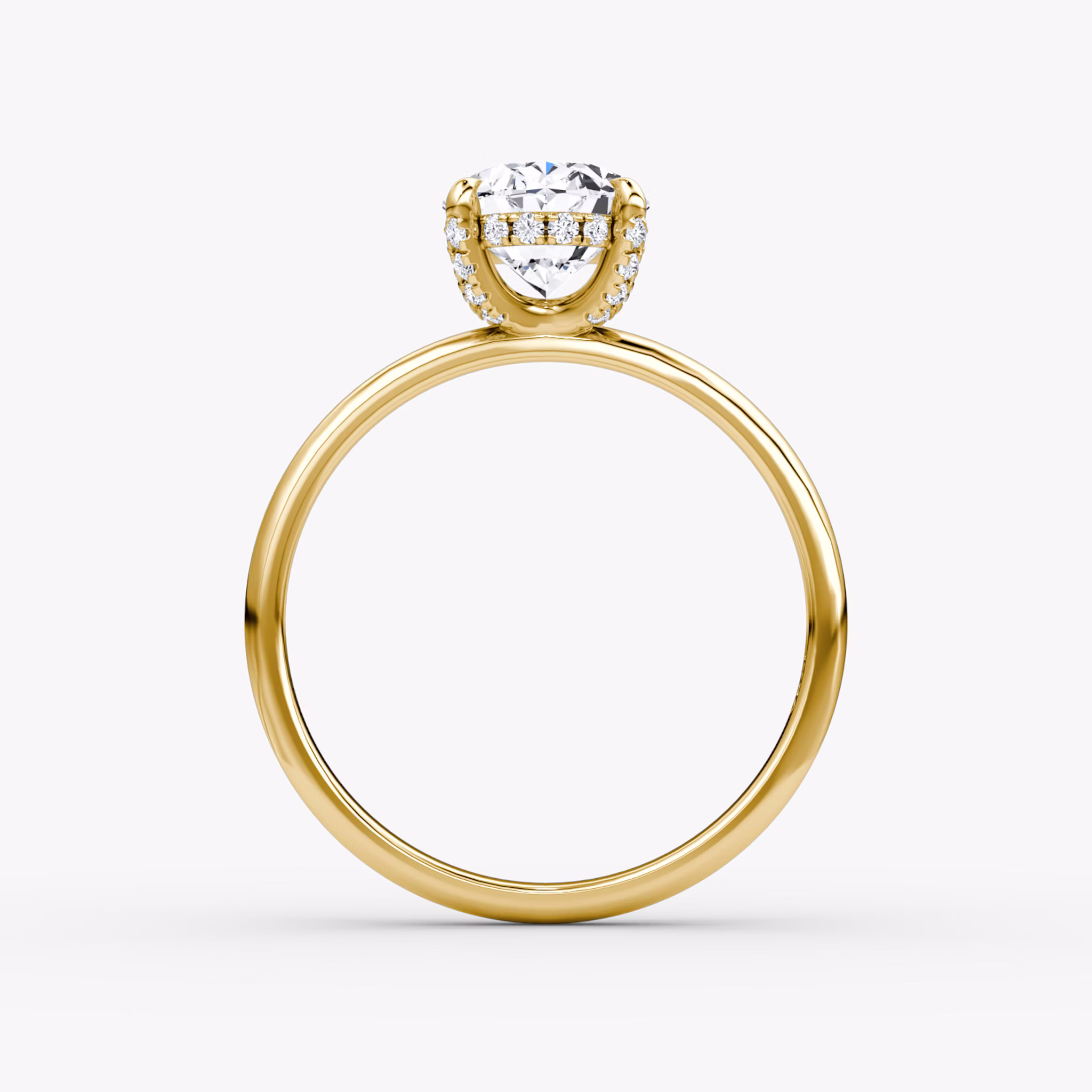The Classic Hidden Halo | Oval | 18k | Yellow Gold | bandAccent: Plain | bandWidth: large | prongStyle: Pavé | diamondOrientation: vertical | caratWeight: other