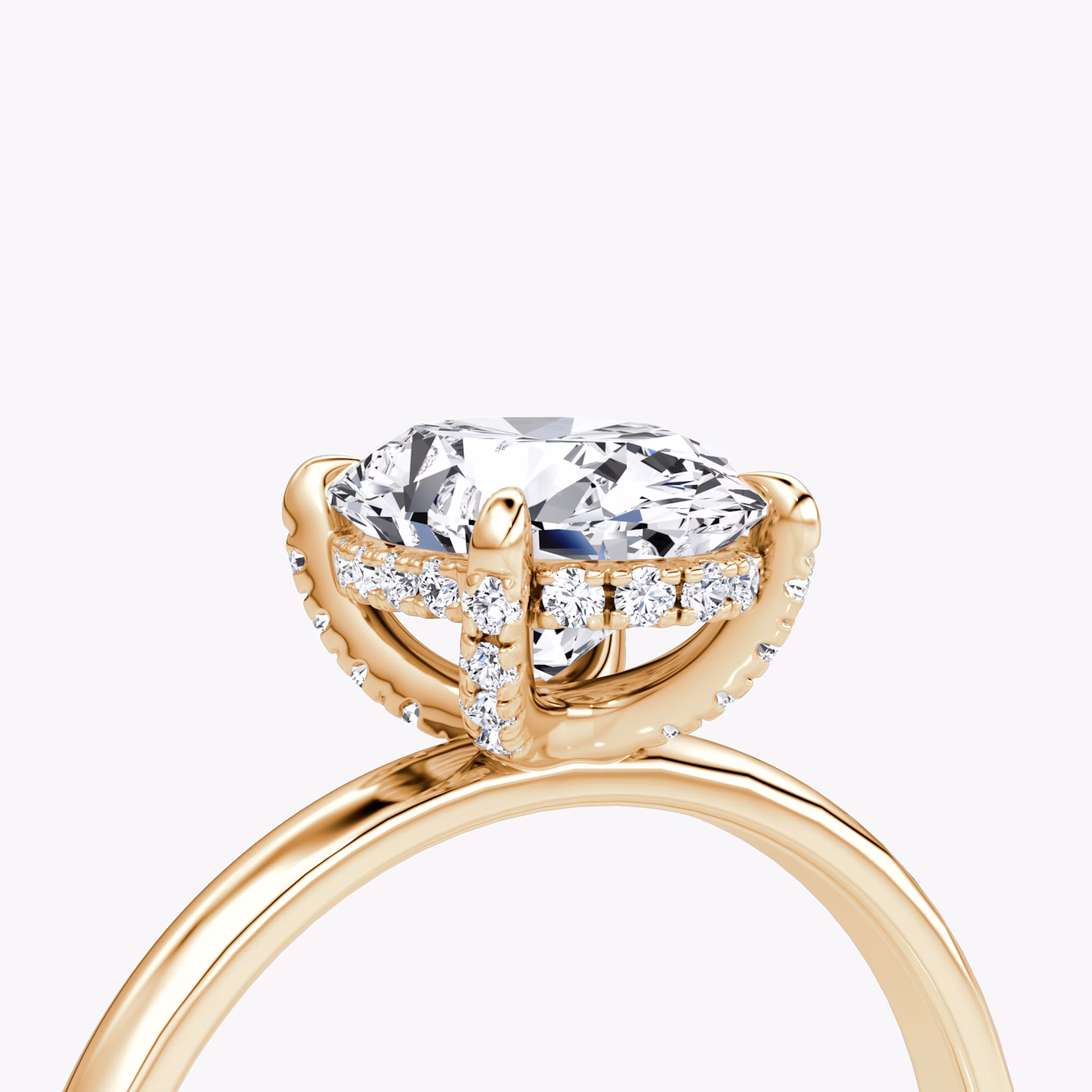 The Classic Hidden Halo | Oval | 14k | Rose Gold | bandAccent: Plain | bandWidth: large | prongStyle: Pavé | diamondOrientation: vertical | caratWeight: other