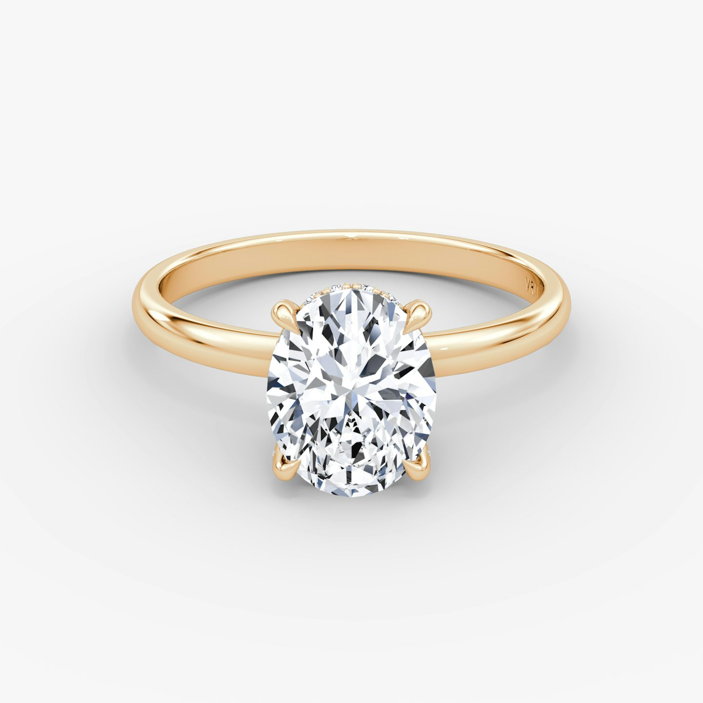 The Classic Hidden Halo | Oval | 14k | Rose Gold | bandAccent: Plain | bandWidth: large | prongStyle: Pavé | diamondOrientation: vertical | caratWeight: other