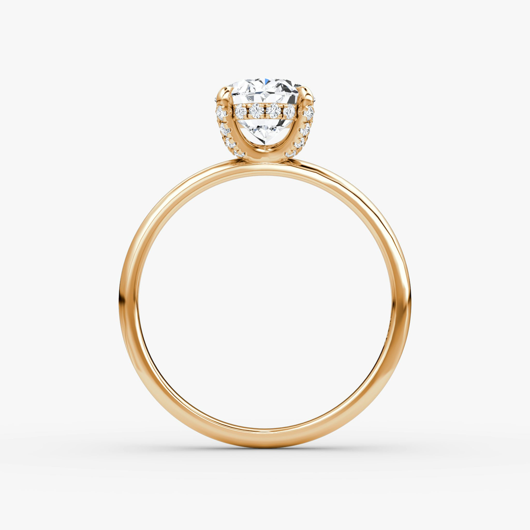 The Classic Hidden Halo | Oval | 14k | Rose Gold | bandAccent: Plain | bandWidth: large | prongStyle: Pavé | diamondOrientation: vertical | caratWeight: other