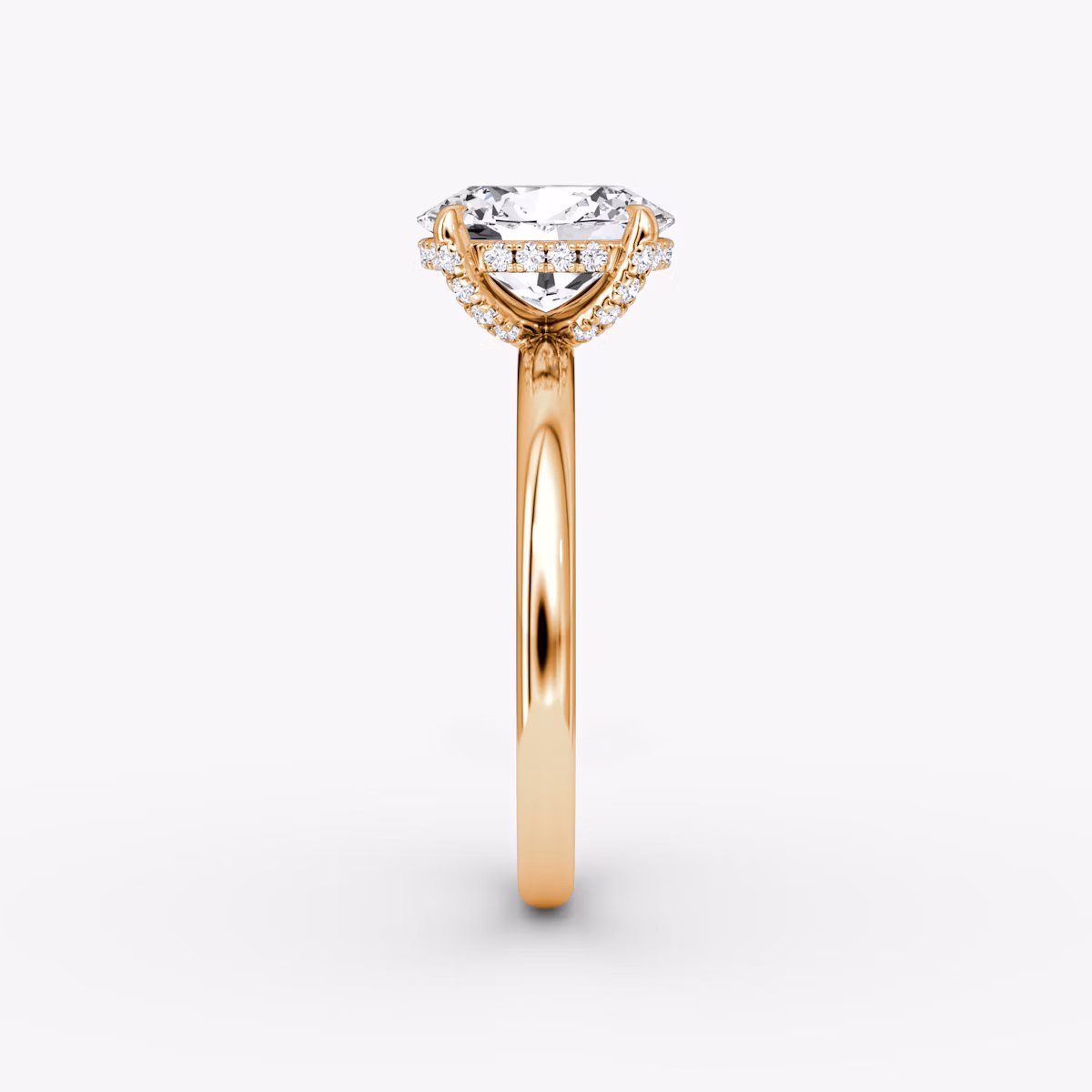 The Classic Hidden Halo | Oval | 14k | Rose Gold | bandAccent: Plain | bandWidth: large | prongStyle: Pavé | diamondOrientation: vertical | caratWeight: other