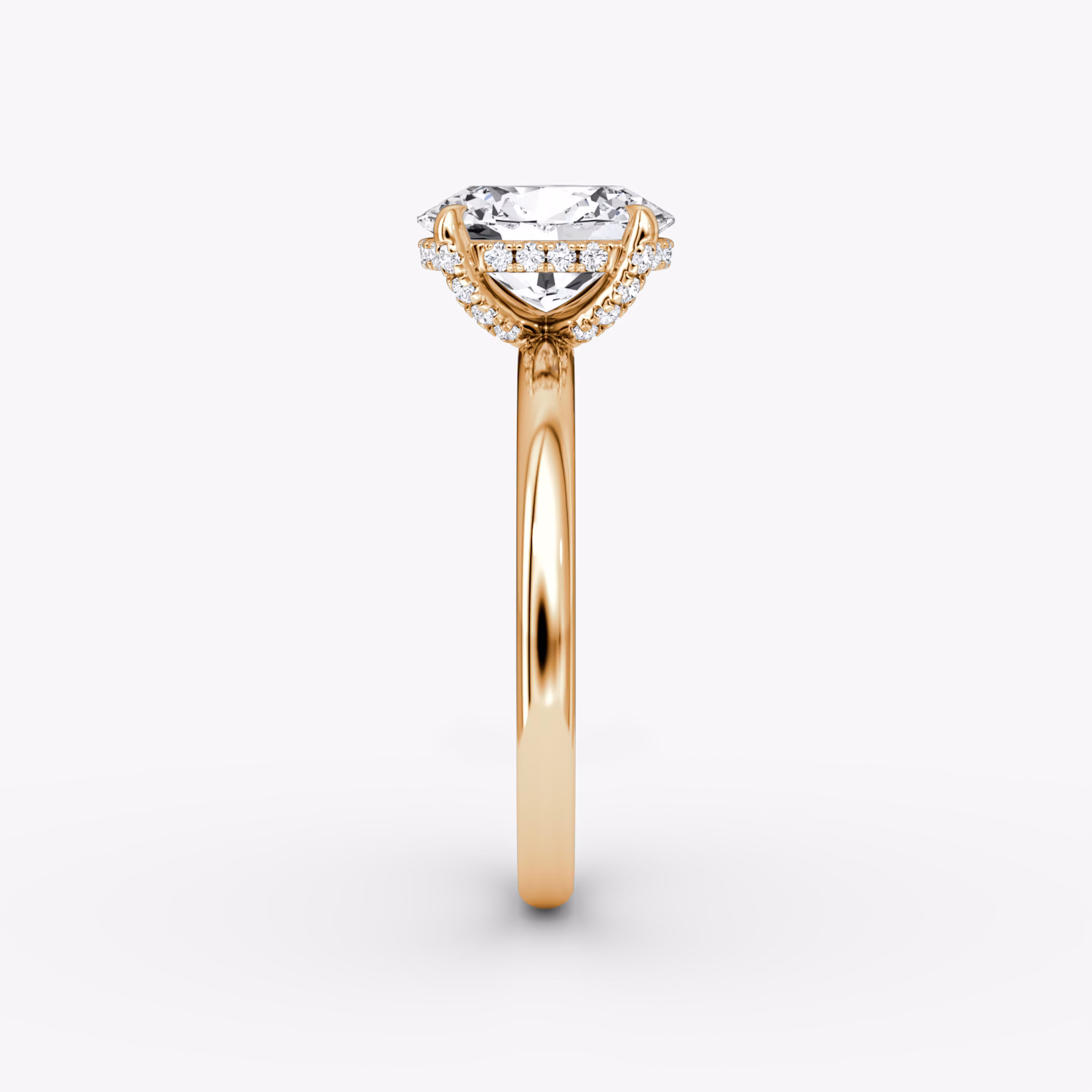 The Classic Hidden Halo | Oval | 14k | Rose Gold | bandAccent: Plain | bandWidth: large | prongStyle: Pavé | diamondOrientation: vertical | caratWeight: other
