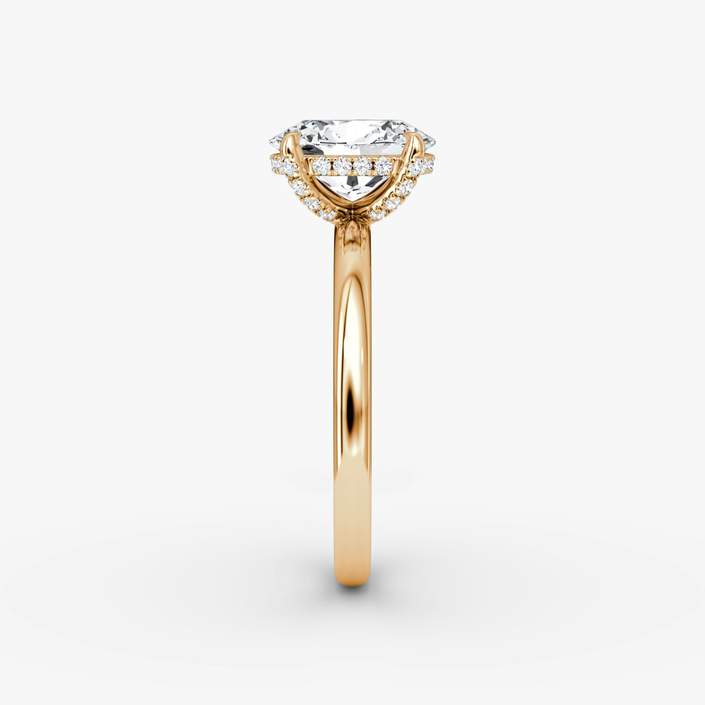 The Classic Hidden Halo | Oval | 14k | Rose Gold | bandAccent: Plain | bandWidth: large | prongStyle: Pavé | diamondOrientation: vertical | caratWeight: other