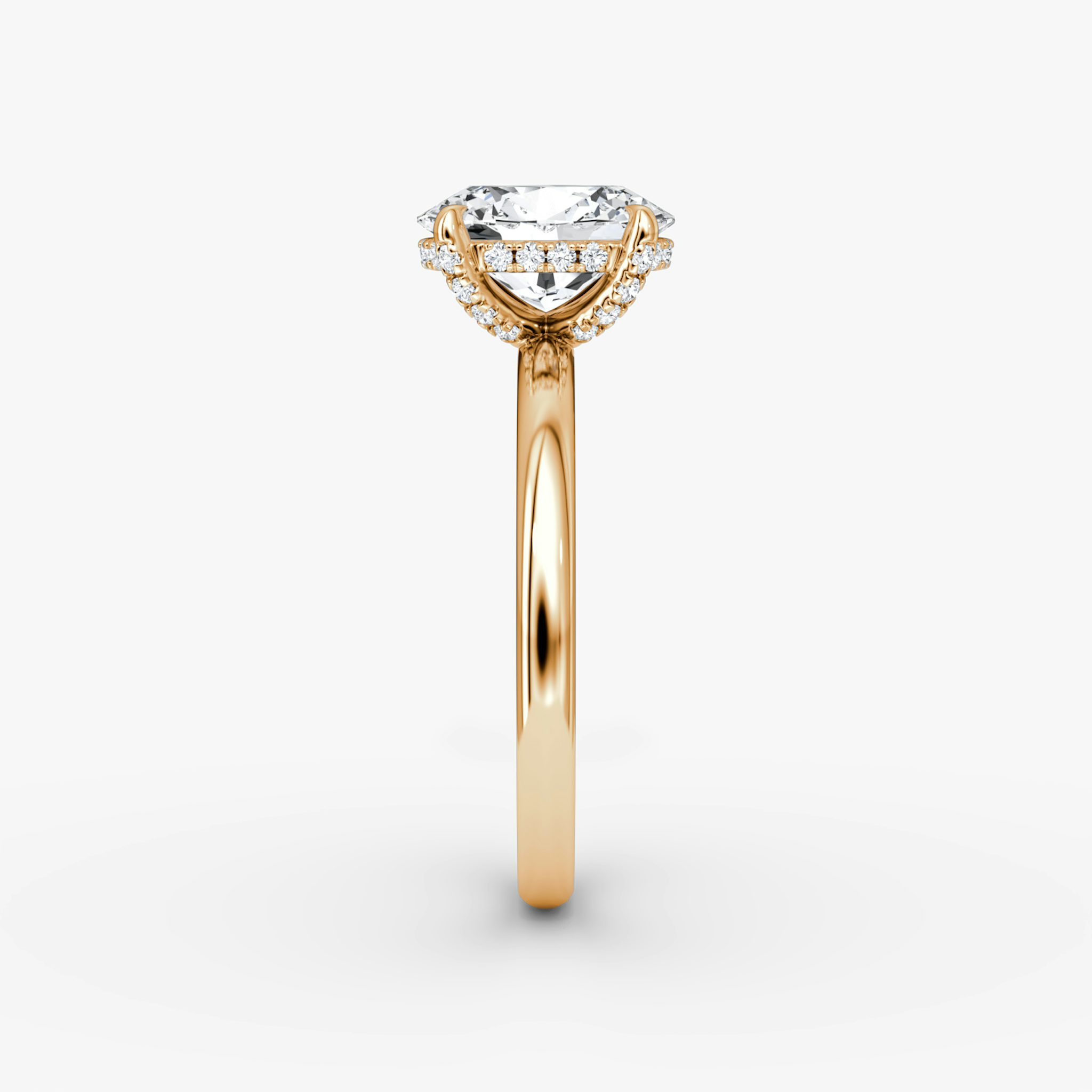 The Classic Hidden Halo | Oval | 14k | Rose Gold | bandAccent: Plain | bandWidth: large | prongStyle: Pavé | diamondOrientation: vertical | caratWeight: other