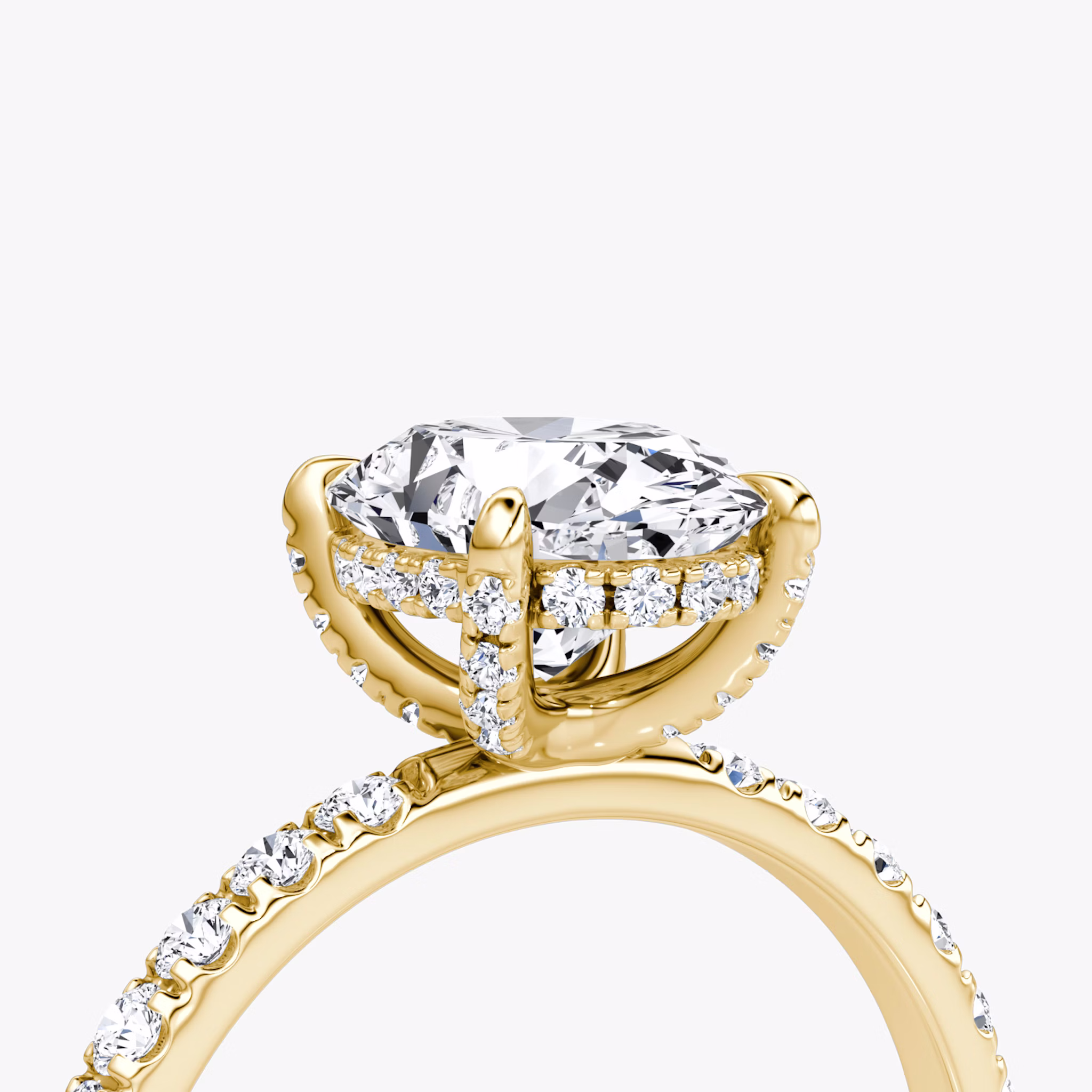 The Classic Hidden Halo | Oval | 18k | Yellow Gold | bandAccent: Pavé | bandWidth: large | prongStyle: Pavé | diamondOrientation: vertical | caratWeight: other