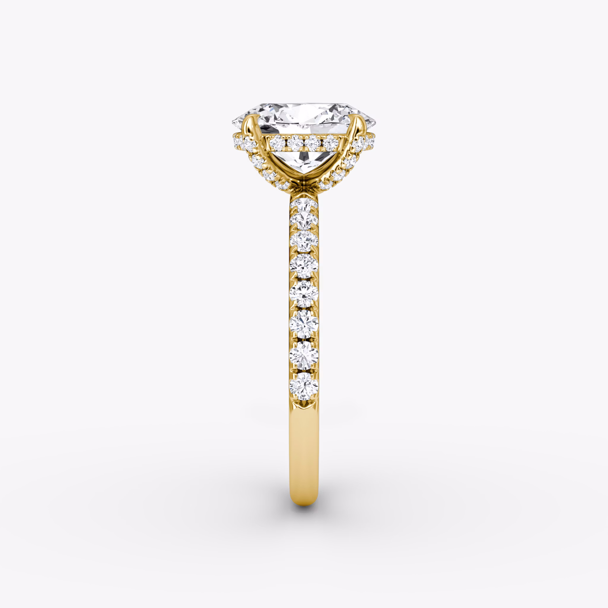 The Classic Hidden Halo | Oval | 18k | Yellow Gold | bandAccent: Pavé | bandWidth: large | prongStyle: Pavé | diamondOrientation: vertical | caratWeight: other