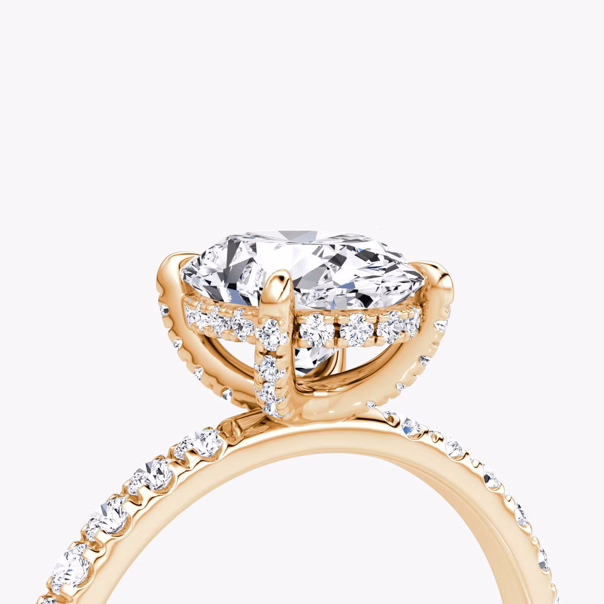 The Classic Hidden Halo | Oval | 14k | Rose Gold | bandAccent: Pavé | bandWidth: large | prongStyle: Pavé | diamondOrientation: vertical | caratWeight: other