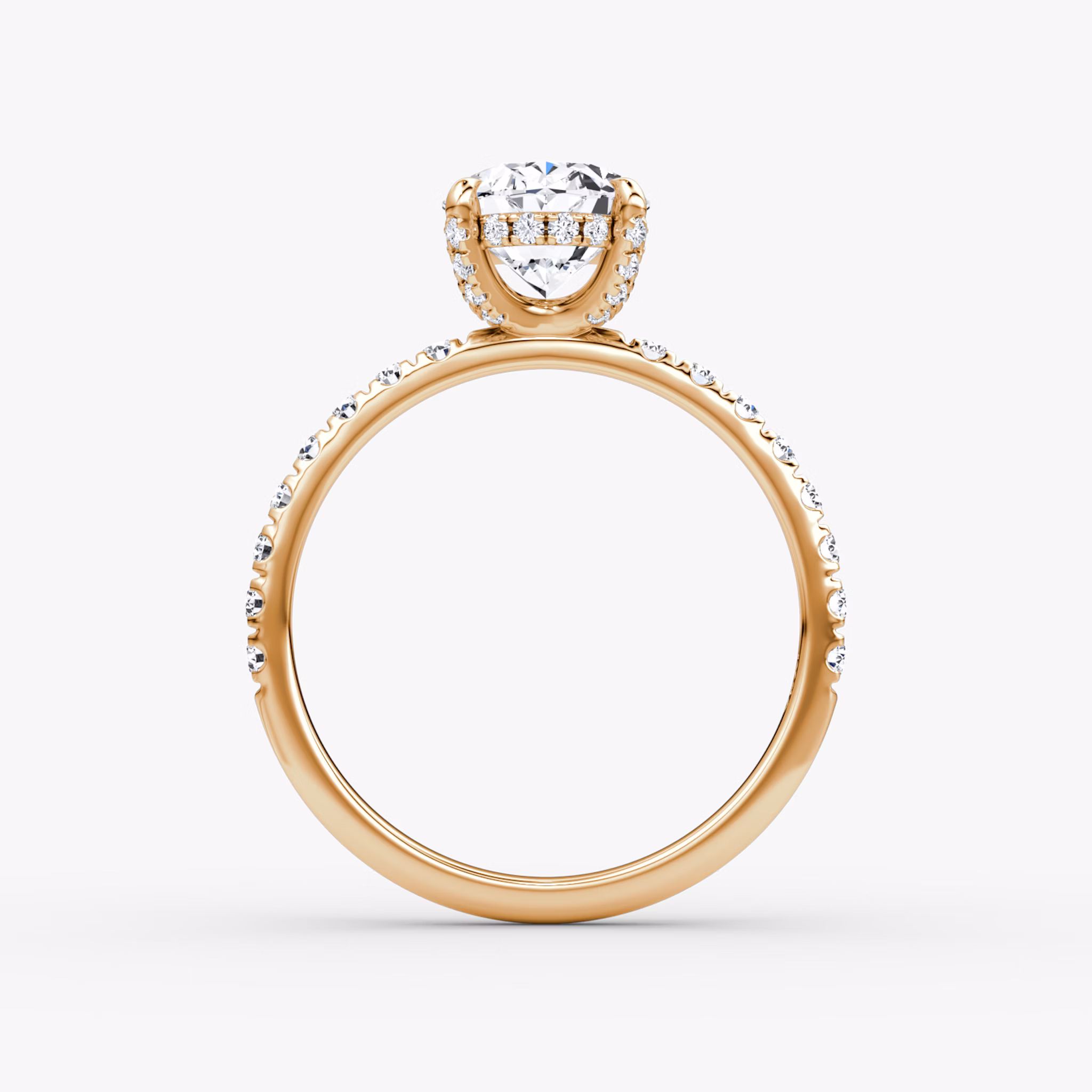 The Classic Hidden Halo | Oval | 14k | Rose Gold | bandAccent: Pavé | bandWidth: large | prongStyle: Pavé | diamondOrientation: vertical | caratWeight: other