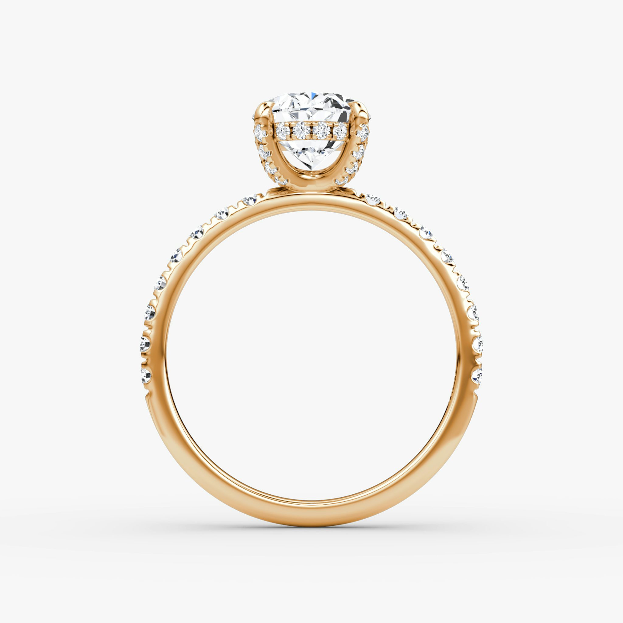The Classic Hidden Halo | Oval | 14k | Rose Gold | bandAccent: Pavé | bandWidth: large | prongStyle: Pavé | diamondOrientation: vertical | caratWeight: other