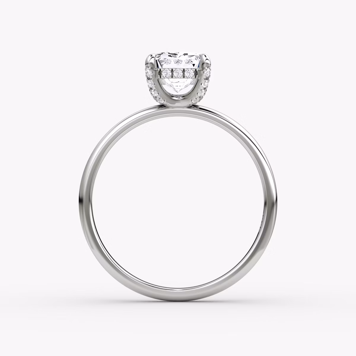 The Classic Hidden Halo | Emerald | Platinum | bandAccent: Plain | bandWidth: large | prongStyle: Pavé | diamondOrientation: vertical | caratWeight: other