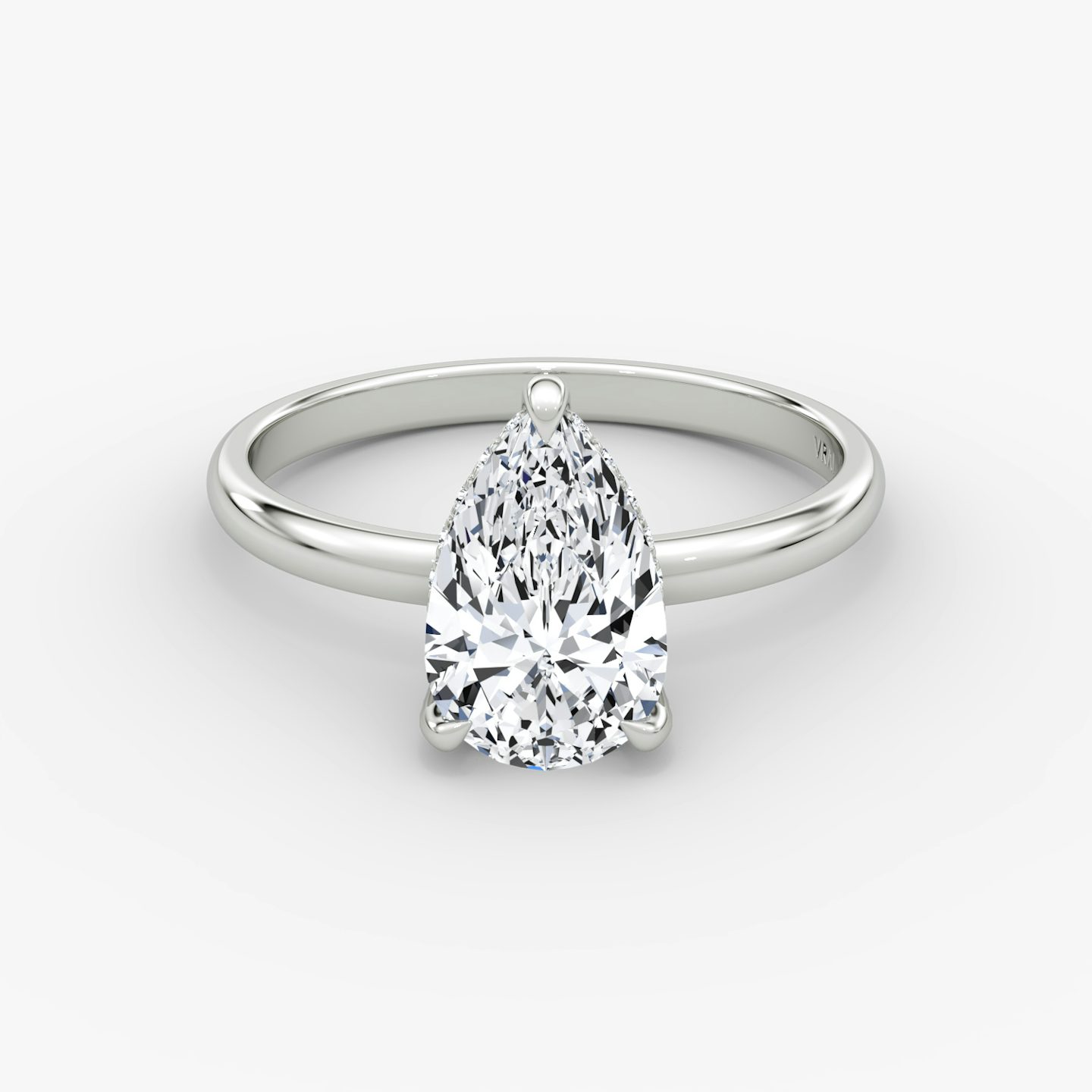 The Classic Hidden Halo | Pear | Platinum | bandAccent: Plain | bandWidth: large | prongStyle: Pavé | diamondOrientation: vertical | caratWeight: other