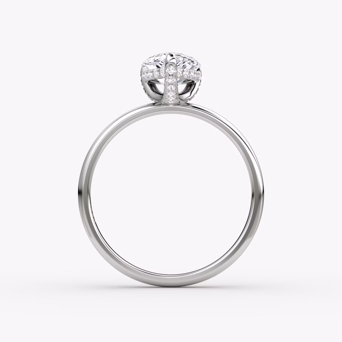 The Classic Hidden Halo | Pear | 18k | White Gold | bandAccent: Plain | bandWidth: large | prongStyle: Pavé | diamondOrientation: vertical | caratWeight: other