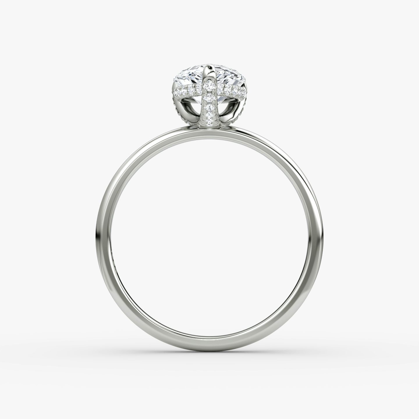 The Classic Hidden Halo | Pear | Platinum | bandAccent: Plain | bandWidth: large | prongStyle: Pavé | diamondOrientation: vertical | caratWeight: other