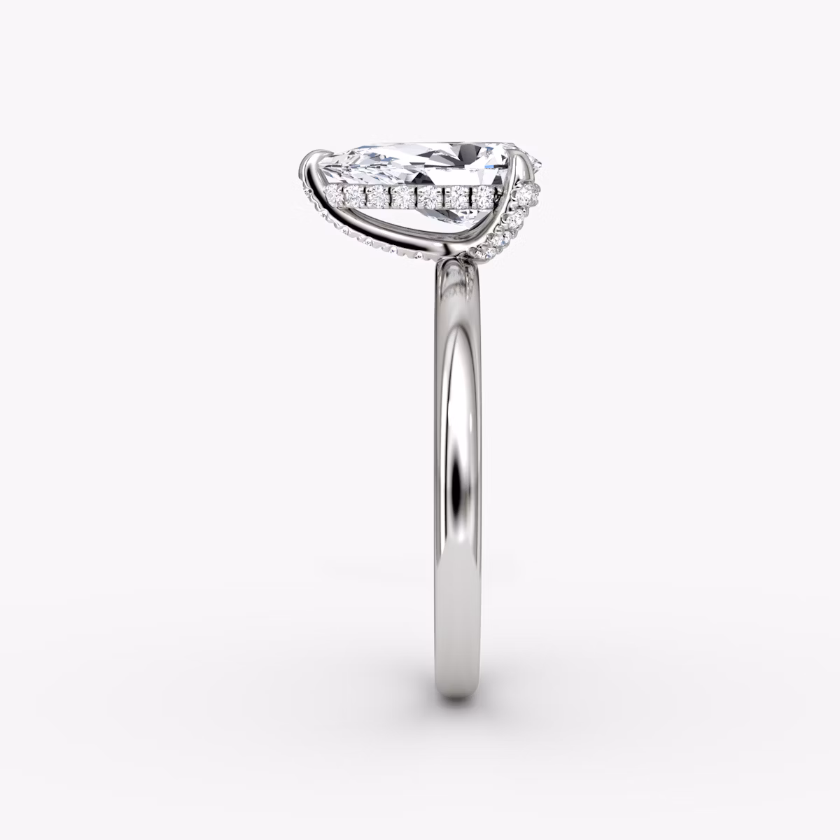 The Classic Hidden Halo | Pear | 18k | White Gold | bandAccent: Plain | bandWidth: large | prongStyle: Pavé | diamondOrientation: vertical | caratWeight: other