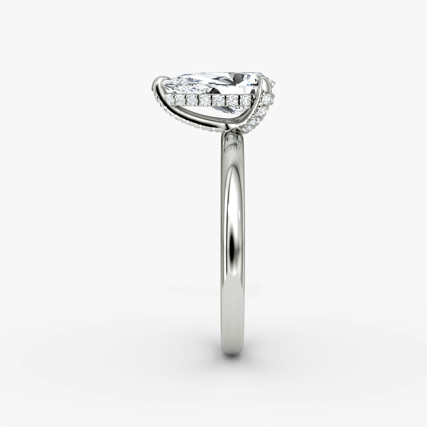 The Classic Hidden Halo | Pear | Platinum | bandAccent: Plain | bandWidth: large | prongStyle: Pavé | diamondOrientation: vertical | caratWeight: other