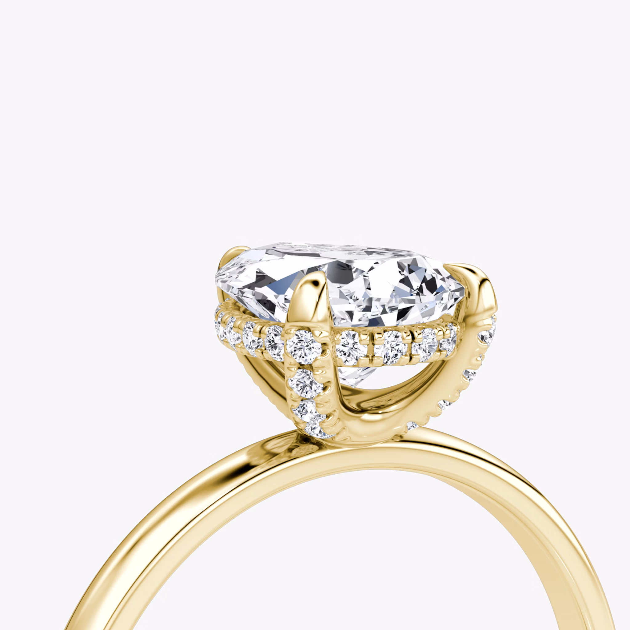The Classic Hidden Halo | Pear | 18k | Yellow Gold | bandAccent: Plain | bandWidth: large | prongStyle: Pavé | diamondOrientation: vertical | caratWeight: other