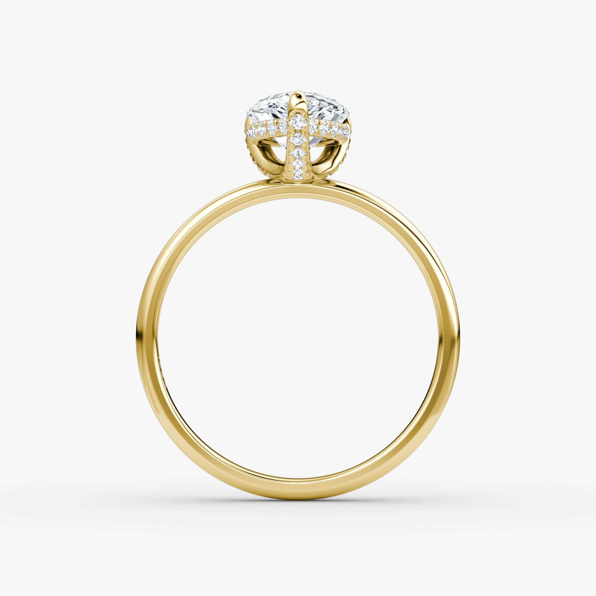 The Classic Hidden Halo | Pear | 18k | Yellow Gold | bandAccent: Plain | bandWidth: large | prongStyle: Pavé | diamondOrientation: vertical | caratWeight: other