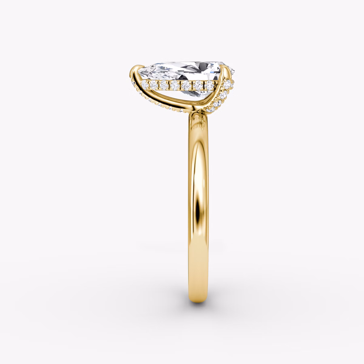 The Classic Hidden Halo | Pear | 18k | Yellow Gold | bandAccent: Plain | bandWidth: large | prongStyle: Pavé | diamondOrientation: vertical | caratWeight: other