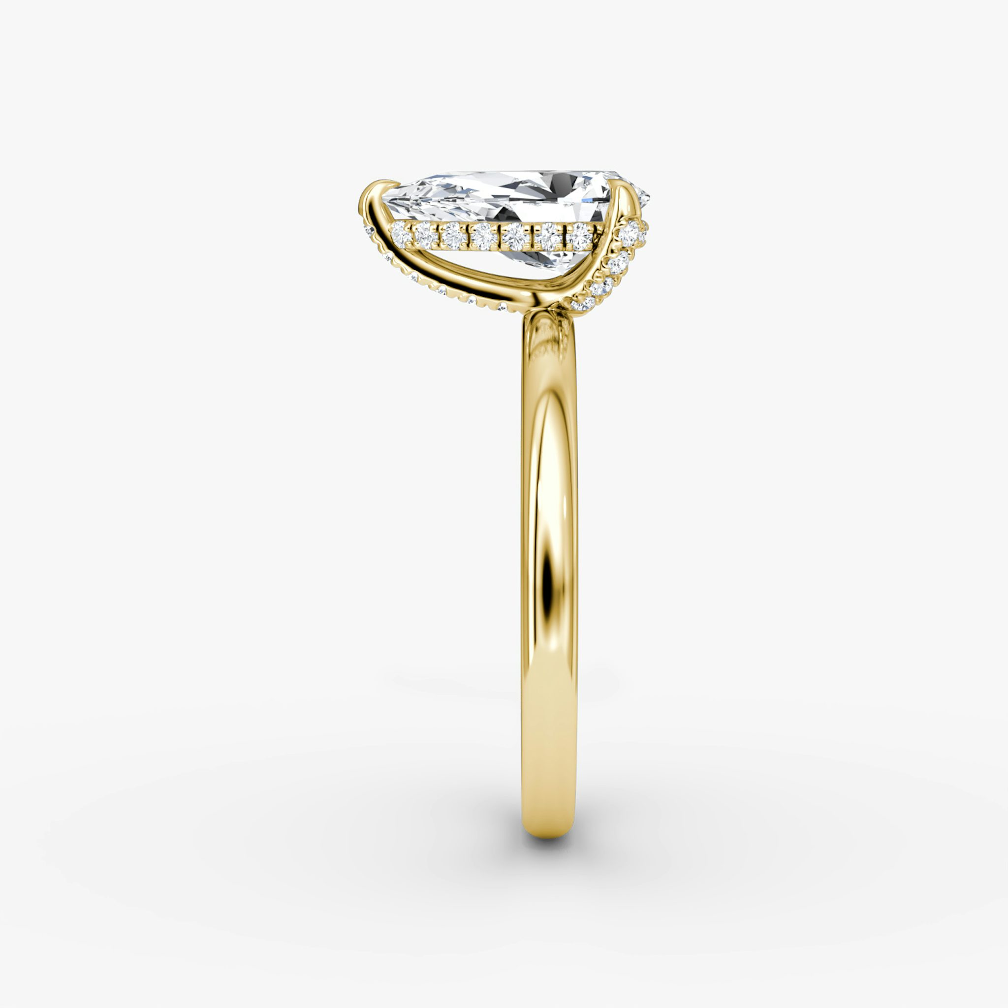 The Classic Hidden Halo | Pear | 18k | Yellow Gold | bandAccent: Plain | bandWidth: large | prongStyle: Pavé | diamondOrientation: vertical | caratWeight: other