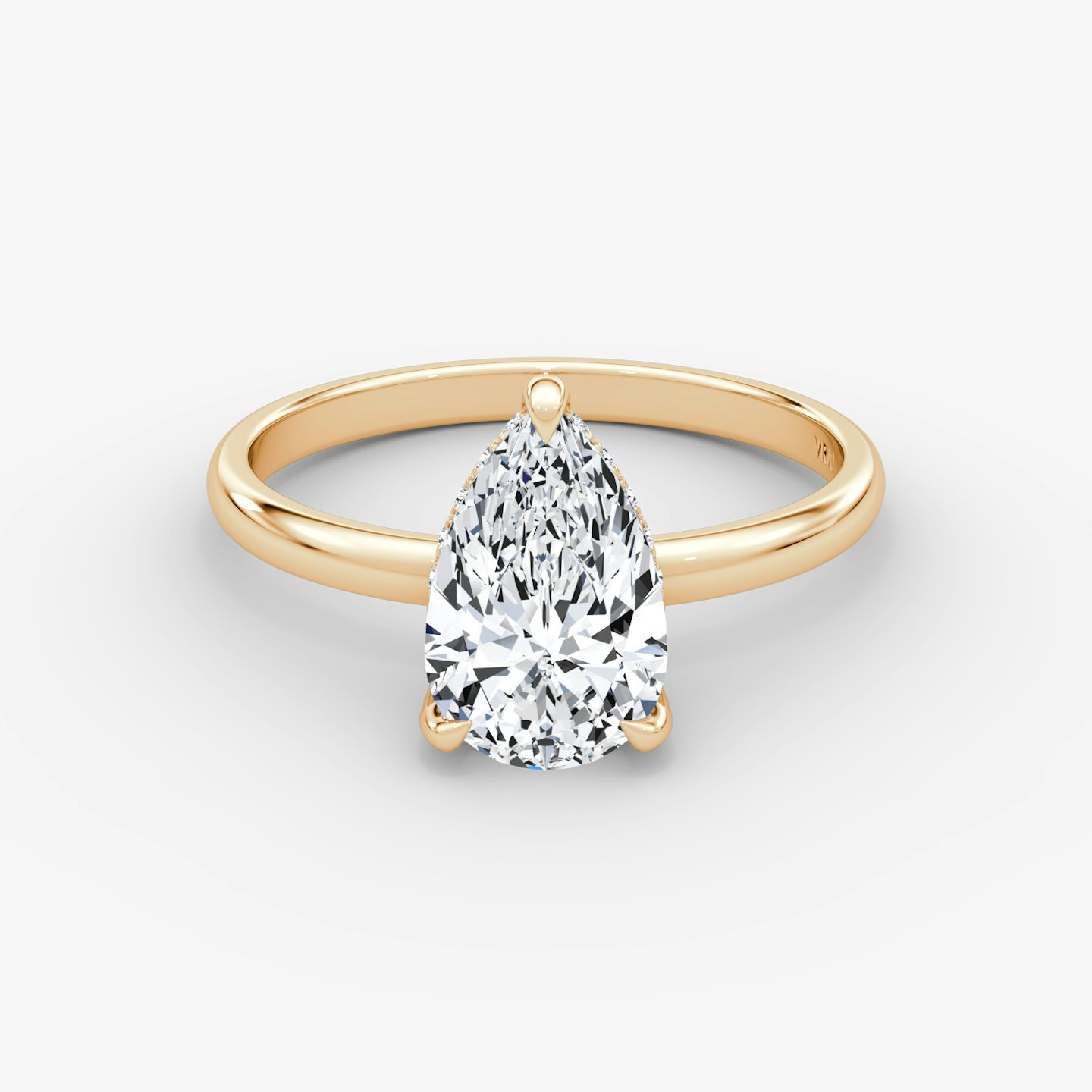 The Classic Hidden Halo | Pear | 14k | Rose Gold | bandAccent: Plain | bandWidth: large | prongStyle: Pavé | diamondOrientation: vertical | caratWeight: other