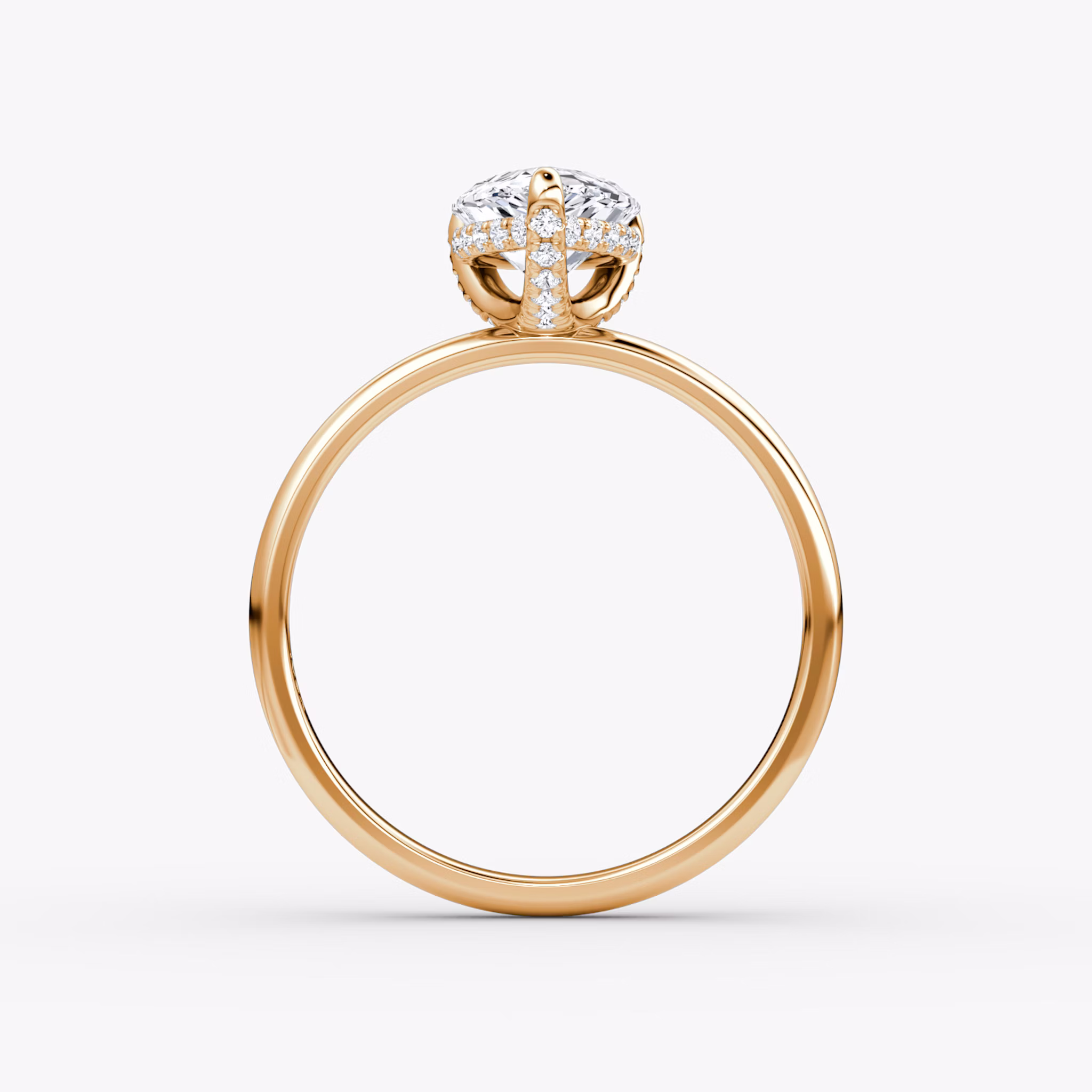 The Classic Hidden Halo | Pear | 14k | Rose Gold | bandAccent: Plain | bandWidth: large | prongStyle: Pavé | diamondOrientation: vertical | caratWeight: other