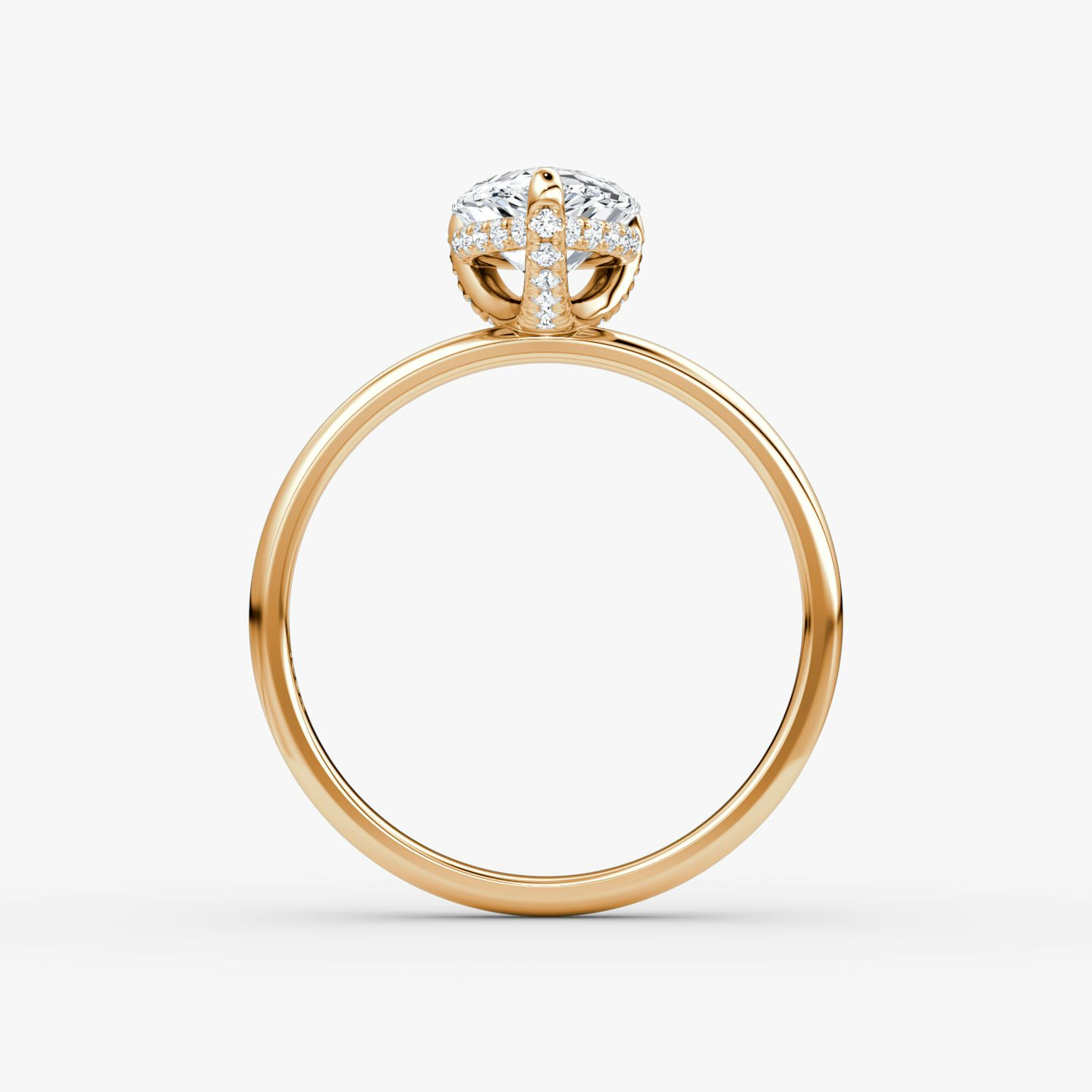 The Classic Hidden Halo | Pear | 14k | Rose Gold | bandAccent: Plain | bandWidth: large | prongStyle: Pavé | diamondOrientation: vertical | caratWeight: other