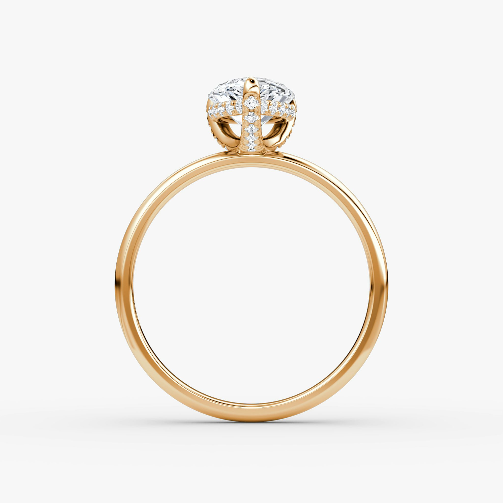 The Classic Hidden Halo | Pear | 14k | Rose Gold | bandAccent: Plain | bandWidth: large | prongStyle: Pavé | diamondOrientation: vertical | caratWeight: other