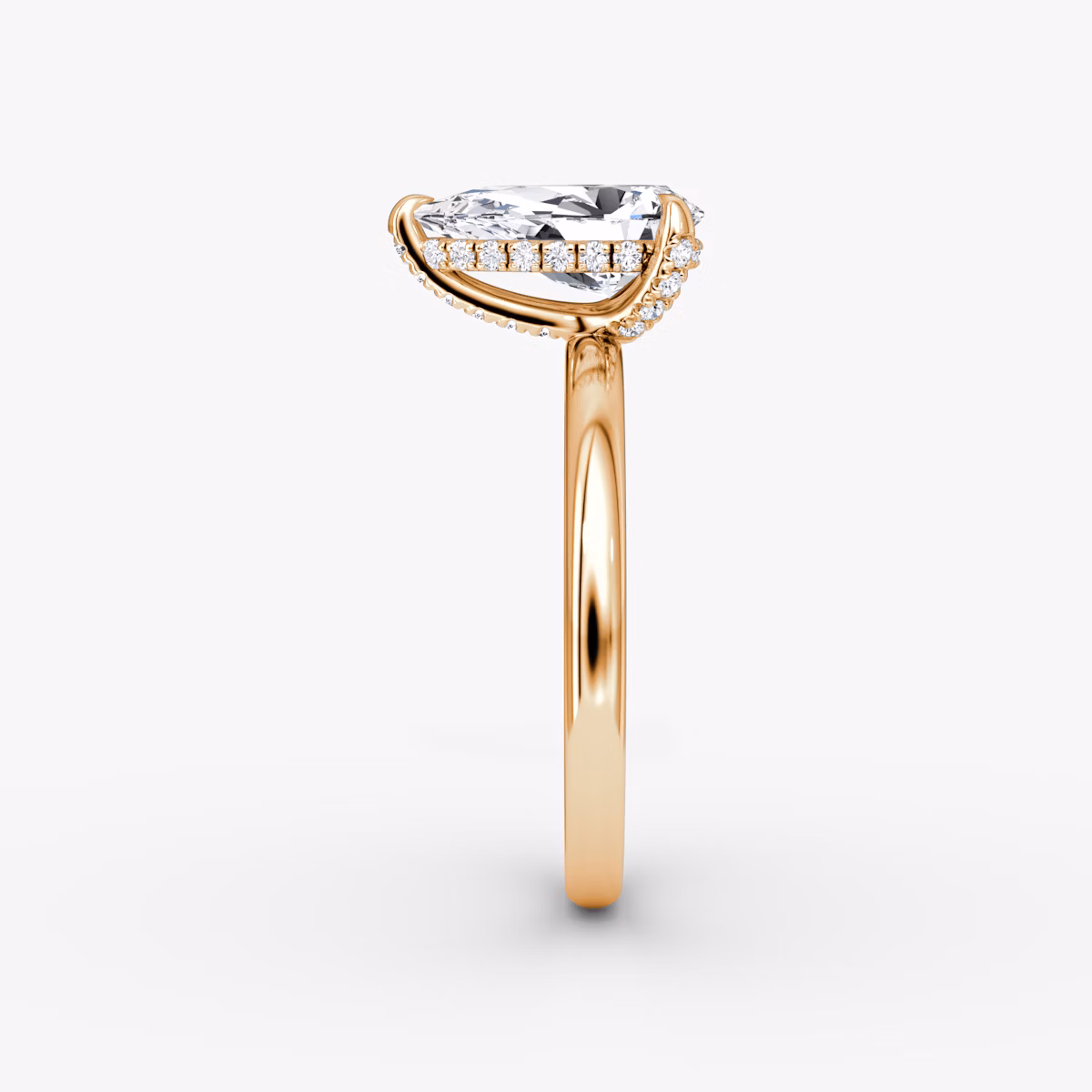 The Classic Hidden Halo | Pear | 14k | Rose Gold | bandAccent: Plain | bandWidth: large | prongStyle: Pavé | diamondOrientation: vertical | caratWeight: other