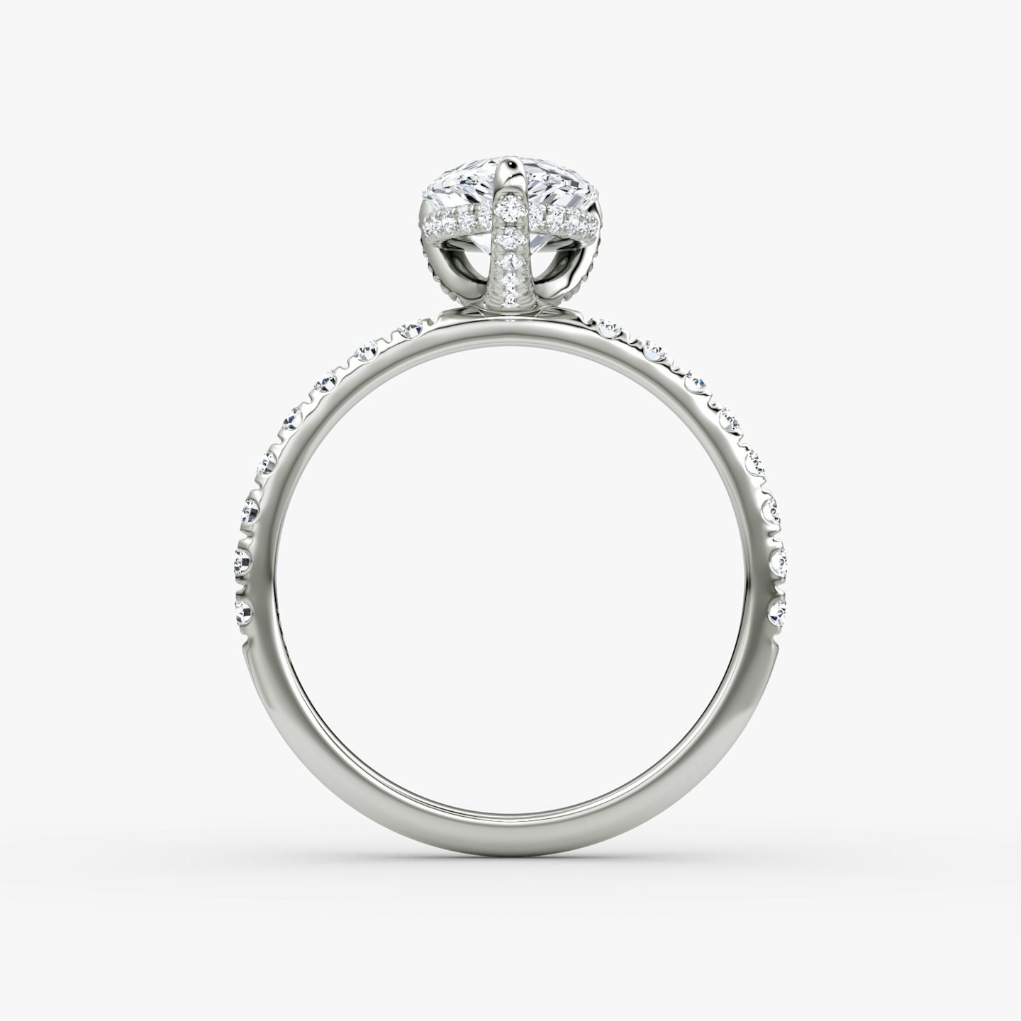 The Classic Hidden Halo | Pear | Platinum | bandAccent: Pavé | bandWidth: large | prongStyle: Pavé | diamondOrientation: vertical | caratWeight: other