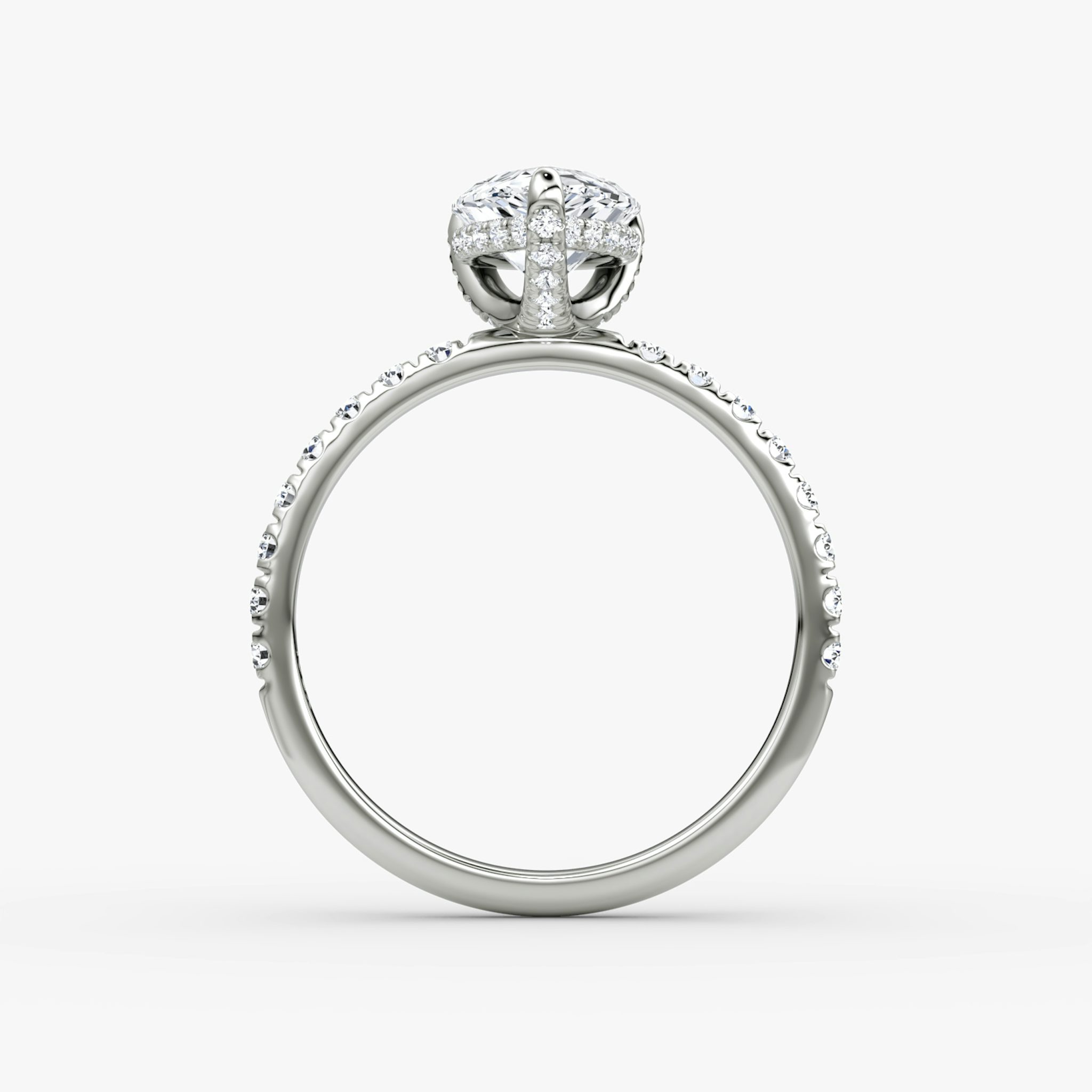 The Classic Hidden Halo | Pear | 18k | White Gold | bandAccent: Pavé | bandWidth: large | prongStyle: Pavé | diamondOrientation: vertical | caratWeight: other