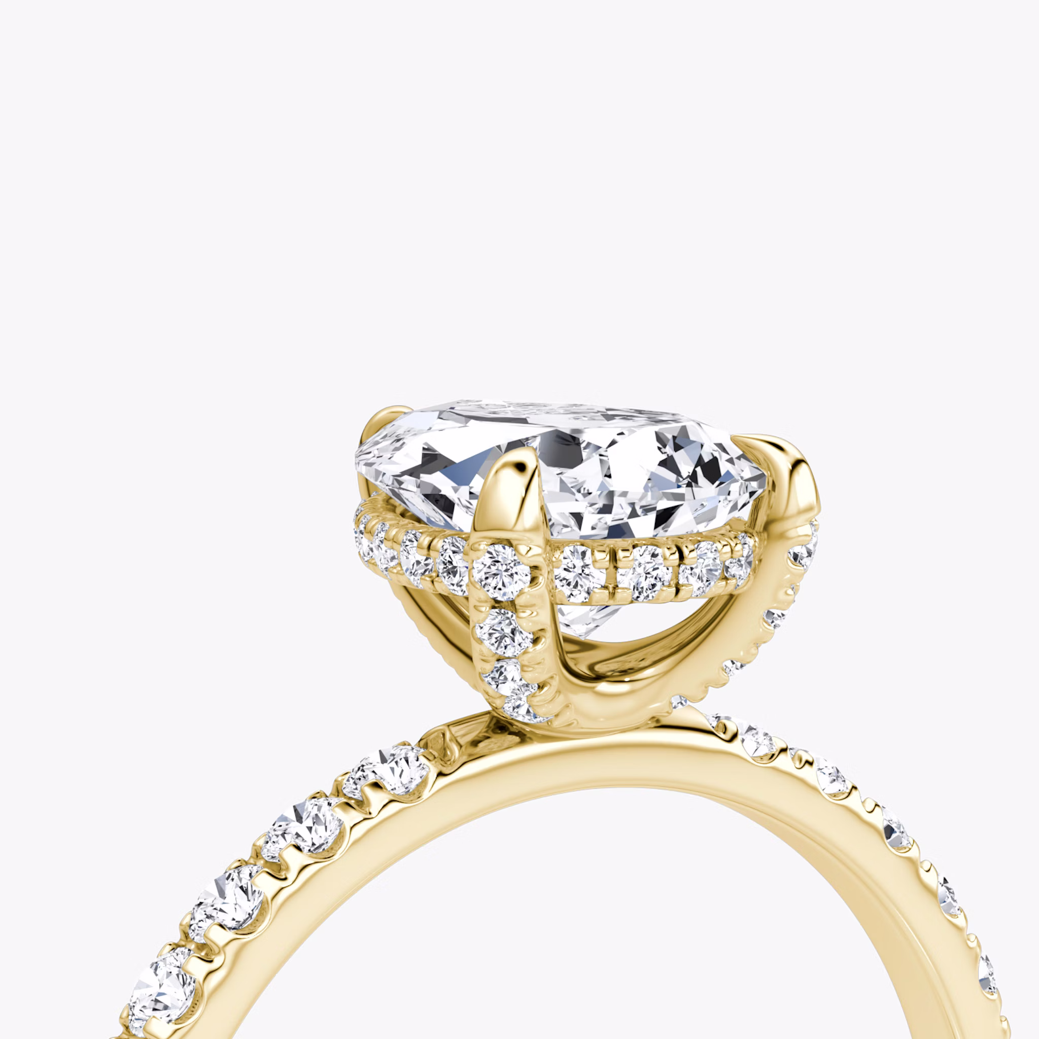 The Classic Hidden Halo | Pear | 18k | Yellow Gold | bandAccent: Pavé | bandWidth: large | prongStyle: Pavé | diamondOrientation: vertical | caratWeight: other