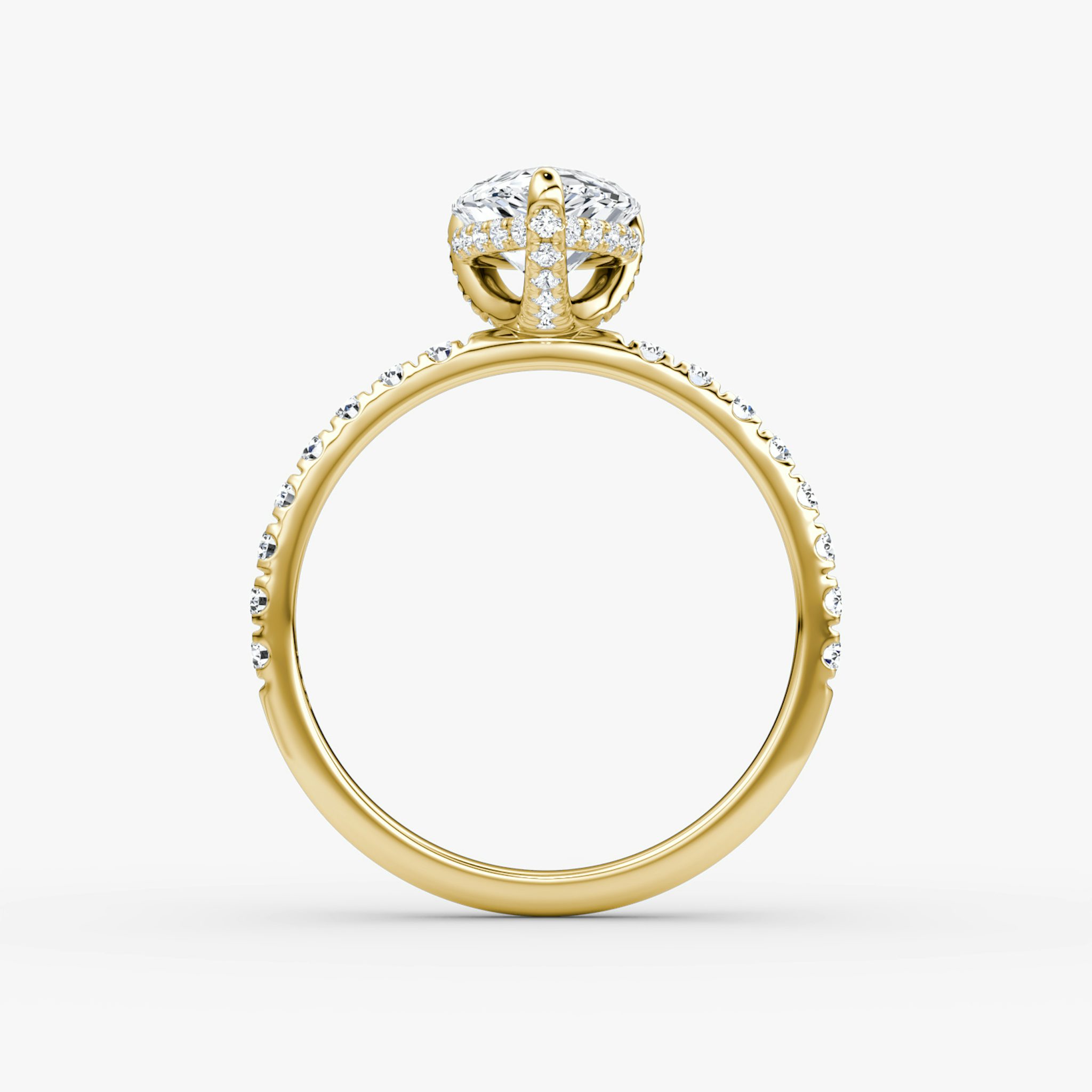 The Classic Hidden Halo | Pear | 18k | Yellow Gold | bandAccent: Pavé | bandWidth: large | prongStyle: Pavé | diamondOrientation: vertical | caratWeight: other
