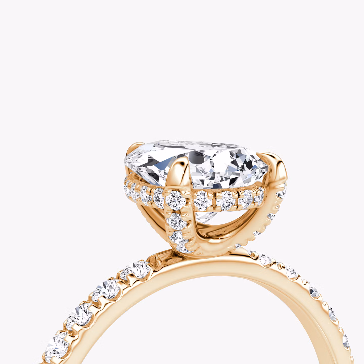 The Classic Hidden Halo | Pear | 14k | Rose Gold | bandAccent: Pavé | bandWidth: large | prongStyle: Pavé | diamondOrientation: vertical | caratWeight: other