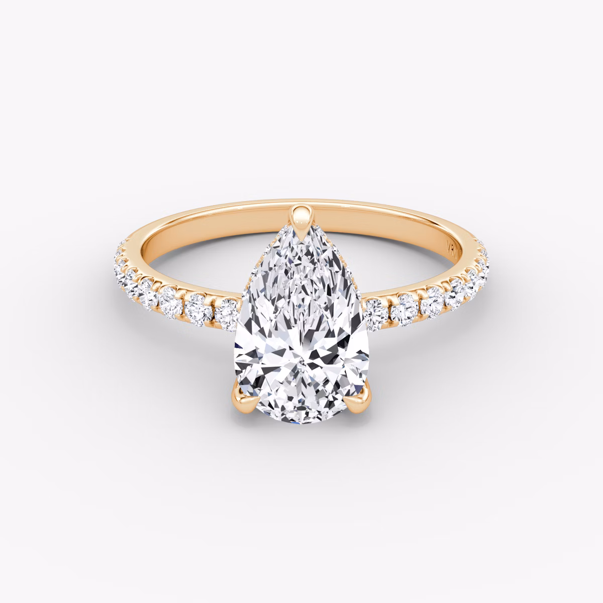 The Classic Hidden Halo | Pear | 14k | Rose Gold | bandAccent: Pavé | bandWidth: large | prongStyle: Pavé | diamondOrientation: vertical | caratWeight: other