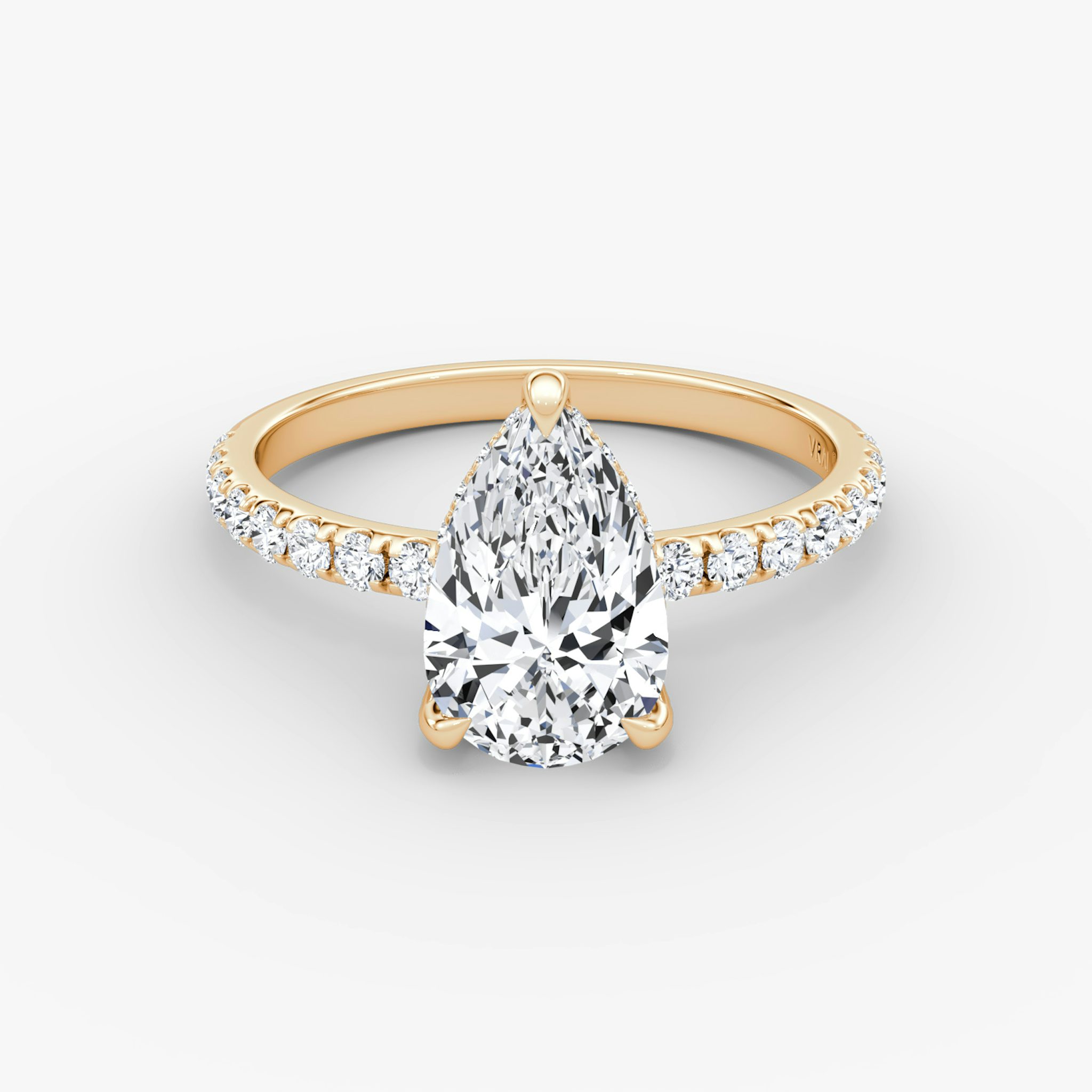 The Classic Hidden Halo | Pear | 14k | Rose Gold | bandAccent: Pavé | bandWidth: large | prongStyle: Pavé | diamondOrientation: vertical | caratWeight: other