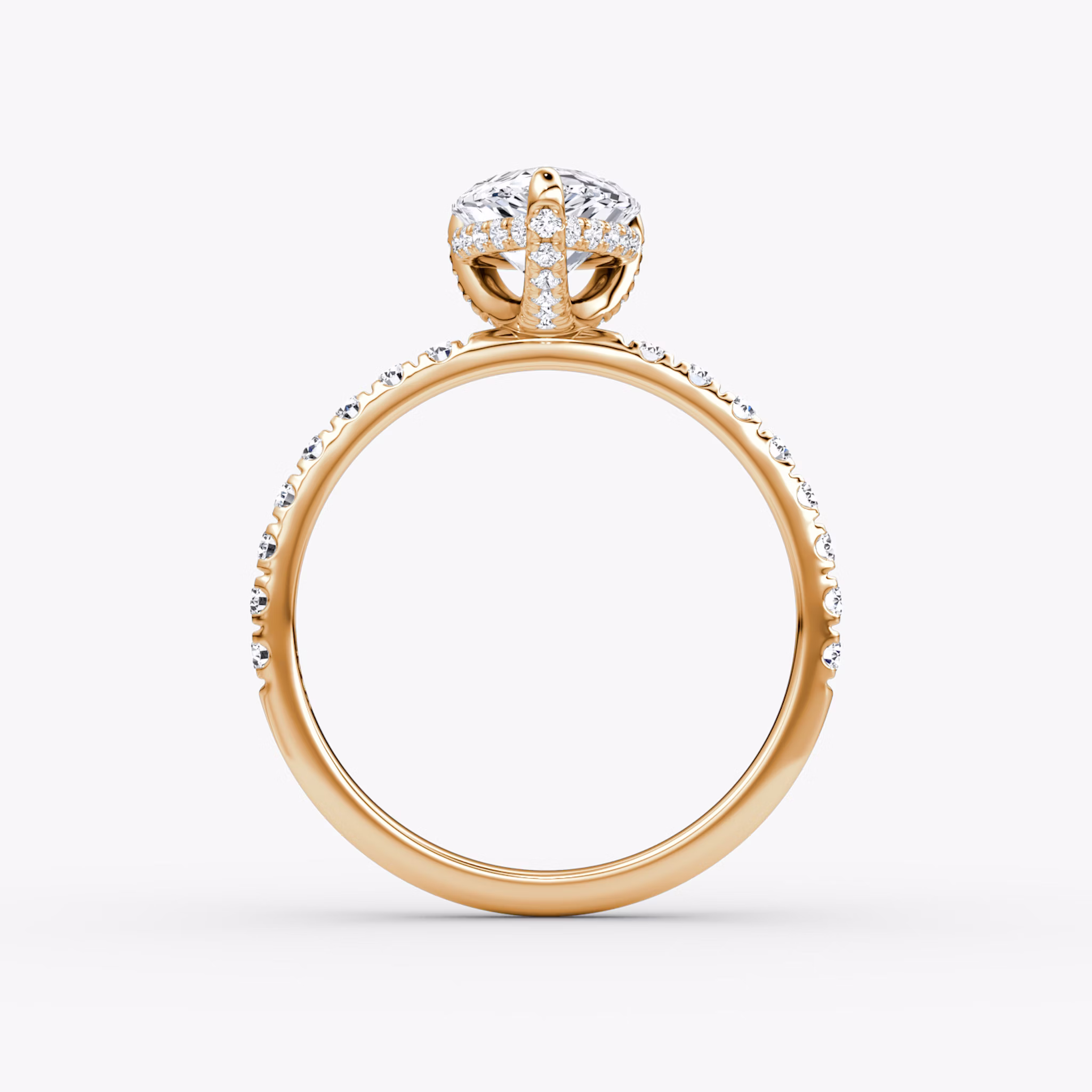 The Classic Hidden Halo | Pear | 14k | Rose Gold | bandAccent: Pavé | bandWidth: large | prongStyle: Pavé | diamondOrientation: vertical | caratWeight: other