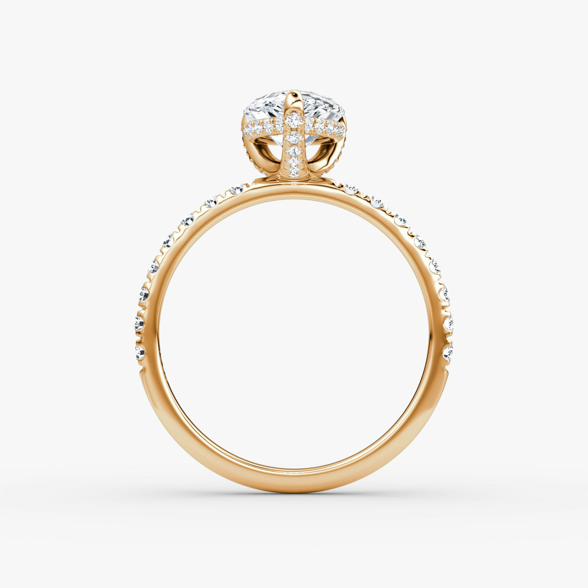 The Classic Hidden Halo | Pear | 14k | Rose Gold | bandAccent: Pavé | bandWidth: large | prongStyle: Pavé | diamondOrientation: vertical | caratWeight: other