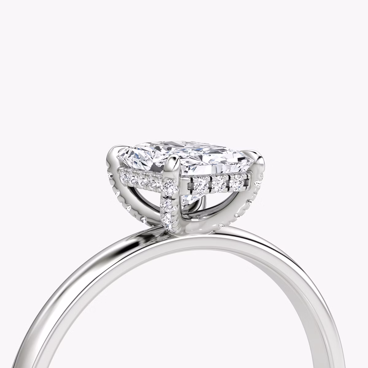 The Classic Hidden Halo | Radiant | Platinum | bandAccent: Plain | bandWidth: large | prongStyle: Pavé | diamondOrientation: vertical | caratWeight: other