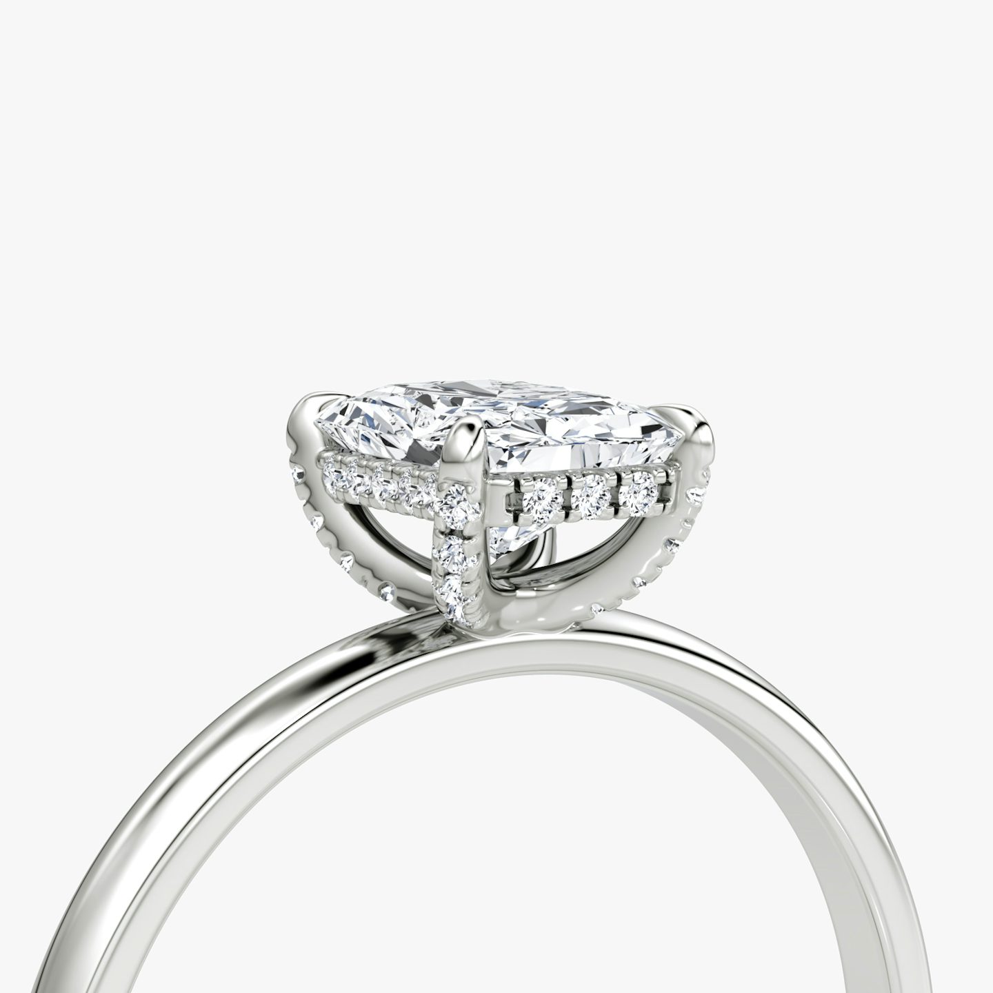 The Classic Hidden Halo | Radiant | Platinum | bandAccent: Plain | bandWidth: large | prongStyle: Pavé | diamondOrientation: vertical | caratWeight: other