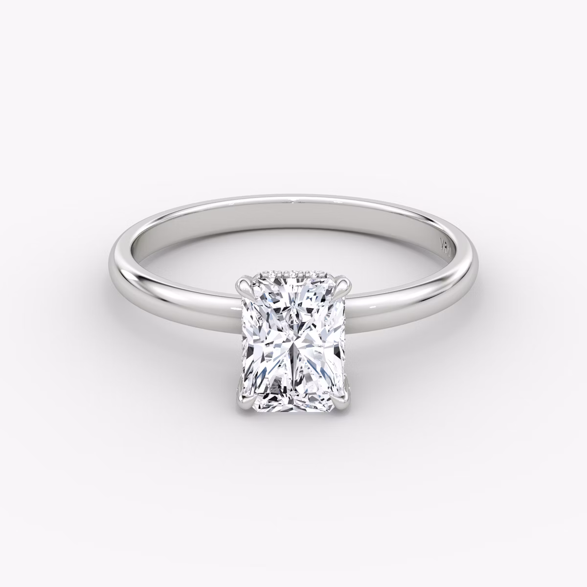 The Classic Hidden Halo | Radiant | Platinum | bandAccent: Plain | bandWidth: large | prongStyle: Pavé | diamondOrientation: vertical | caratWeight: other